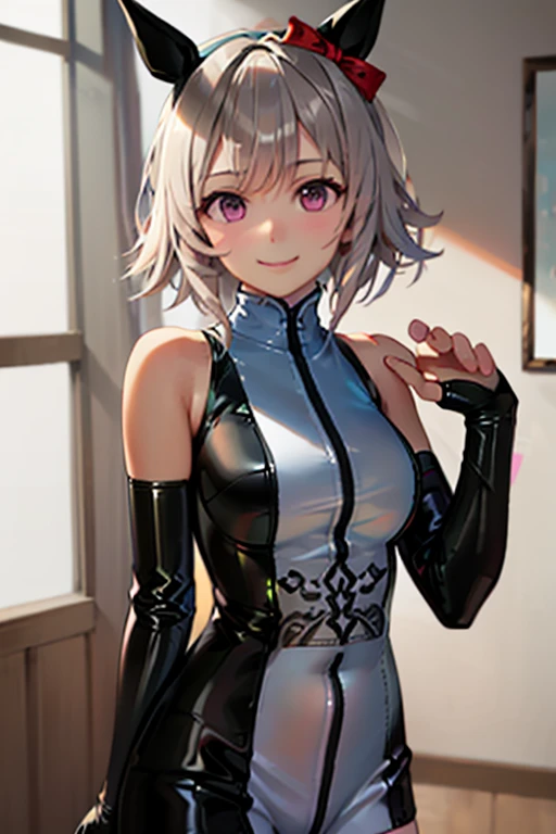 ((highest quality)), ((masterpiece)), (Very detailed), (Very high resolution), 4k, Anime 2D Rendering, Realistic, 
One Girl:1.5, 
BREAK Symmetrical Face:1.4, Perfect Face, Beautiful clavicle, Beautiful fingers, Beautiful breasts, (Slightly smaller chest), 
Beautiful body, Beautiful thighs, Beautiful feet, Perfect round butt, (Detailed skin), Beautiful white skin:1.5, Shiny skin:1.4, 
BREAK Baby Face, cute, 18-year-old, 
Double eyelids, Natural eyebrows, 
(Slanted Eyes), Beautiful and delicate eyes, Sparkling eyes, (Dark blue eyes), 
Glossy mouth, 
BREAK Beautiful Hair, Shiny Hair, Hair fluttering, bangs, (Silver Hair), Long Curly Hair:1.5, 
BREAK 

((Blue sleeveless high neck sweater dress:1.4)、Sheer black pantyhose:1.4、High heels)、
Earrings、Silver Necklace、
BREAK 

(cheerful, enjoy), Cowboy Shot, sunlight, blue sky, Turn your face and body towards me
