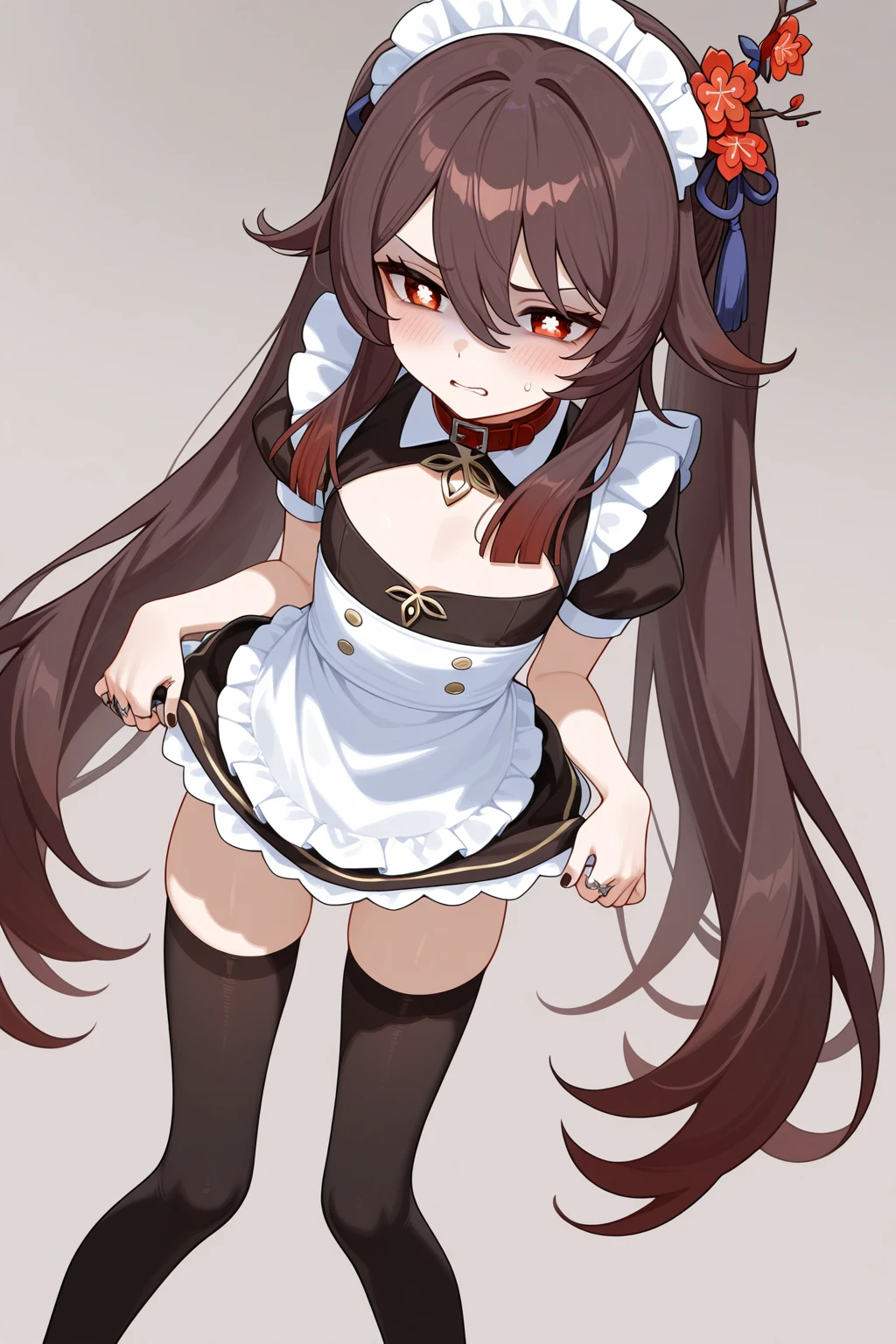 Twin tails　Brown Hair　Lolita Face　Black Knee High　Panty shot