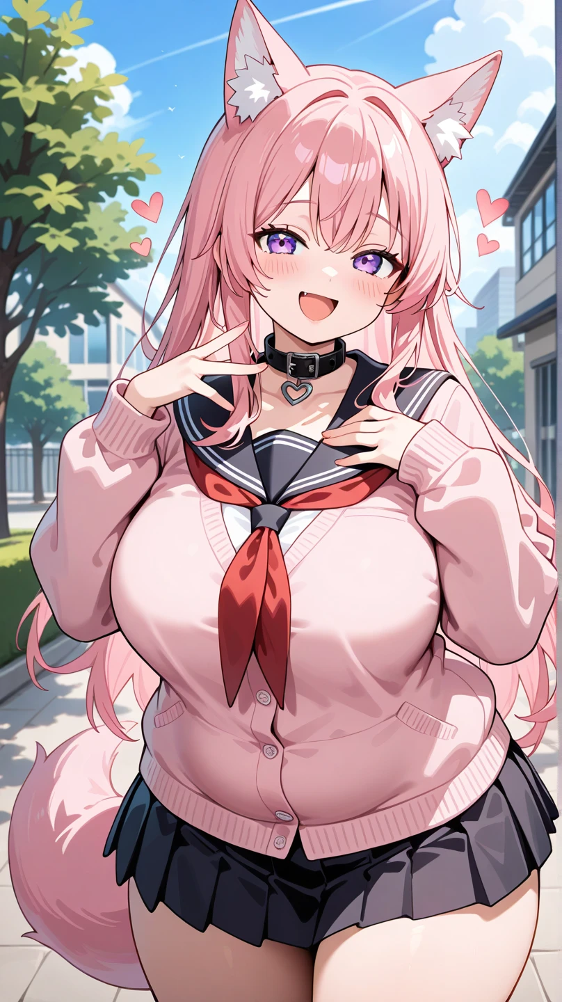 (best quality, ultra-detailed, perfect anatomy, dynamic lighting, rim lighting, high resolution, unity 8k wallpaper, textile shading, super detailed skin, beautiful detailed eyes, detailed face, fine hair detail), 1girl is narmaya, cute, beautiful, high school student, 24 years old, (babyface), (shiny hair, hair over one eye), glowing eyes, shiny skin, full body, curvy, (smile:1.3), (huge breast:1.3), wearing school uniform, (white shirt, neck ribbon, pleated skirt, cardigan, black thighhigh socks), (zettai ryouiki), from view, (waving both hands at viewer:1.3), looking at viewer, bloom, light coming in, background of park, fine weather, in the day