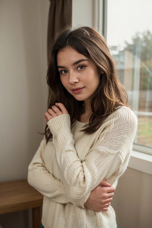 1girl,sweater,white background,