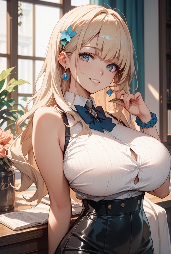 anime, style image of a woman in a crop top bikini,(white crop top:1.4),(dark blue micro skirt:1.3), undersized clothes, 1girl,barbara \(genshin impact\),smilechoker,sailor hat,hat flower,blue eyes,blonde hair,twintails,detached sleeves,bare shoulders,thigh strap, blue eyes, underboob, sideboob,revealing clothes, (big breast:1.4), pigtails, hat, ai's pose, 1girl, solo, smile, open mouth, one eye closed, pointing, microphone, (masterpiece, best quality:1), normal eye,(on a stage with stage lights focusing on the character:1.4),huge screen in the background,(masterpiece, best quality:1.4),high quality, highly detailed,detailed,perfect,(Highres), (Detailed Illustration), Ultra-Detailed, Ambient Light, Realistic Shadows, Detailed Face, (Detailed Hair:1.2), Reflections, Detailed Face, (Detailed Hair:1.2), (Hyper-Detailed Eyes:1.4), (Detailed Eyes:1.6),higly detailed,masterpiece,depth of field, masterpiece, best quality, 4k, distinct image, Amazing, hyper detailed, extremely detailed cg, illustration, dramatic lighting, light source contrast, best illumination, high resolution,realistic, (ultra detailed),masterpiece, best quality,nsfw,erotic,sexy,(on a dining room in a house:1.4),indoors,house interior,dining room,table,chair,(masterpiece, best quality:1.4),high quality, highly detailed,detailed,perfect,(Highres), (Detailed Illustration), Ultra-Detailed, Ambient Light, Realistic Shadows, Detailed Face, (Detailed Hair:1.2), Reflections, Detailed Face, (Detailed Hair:1.2), (Hyper-Detailed Eyes:1.4), (Detailed Eyes:1.6), (sharp focus:1.2), photo, attractive young woman, (beautiful face:1.1), detailed eyes, luscious lips, (bold red lip colour:0.85), (slim body:1.2), (long hair:1.2), in a (botanical garden:1.2). (moody lighting:1.2), depth of field, bokeh, 4K, HDR. by (James C. Christensen:1.2|Jeremy Lipking:1.1,((gigantic breast ,small areolae)), (slender waist, athletic body), (soft ),(on back, touching ceiling), (giantess, GTScramped) BREAK (((gigantic breasts))),