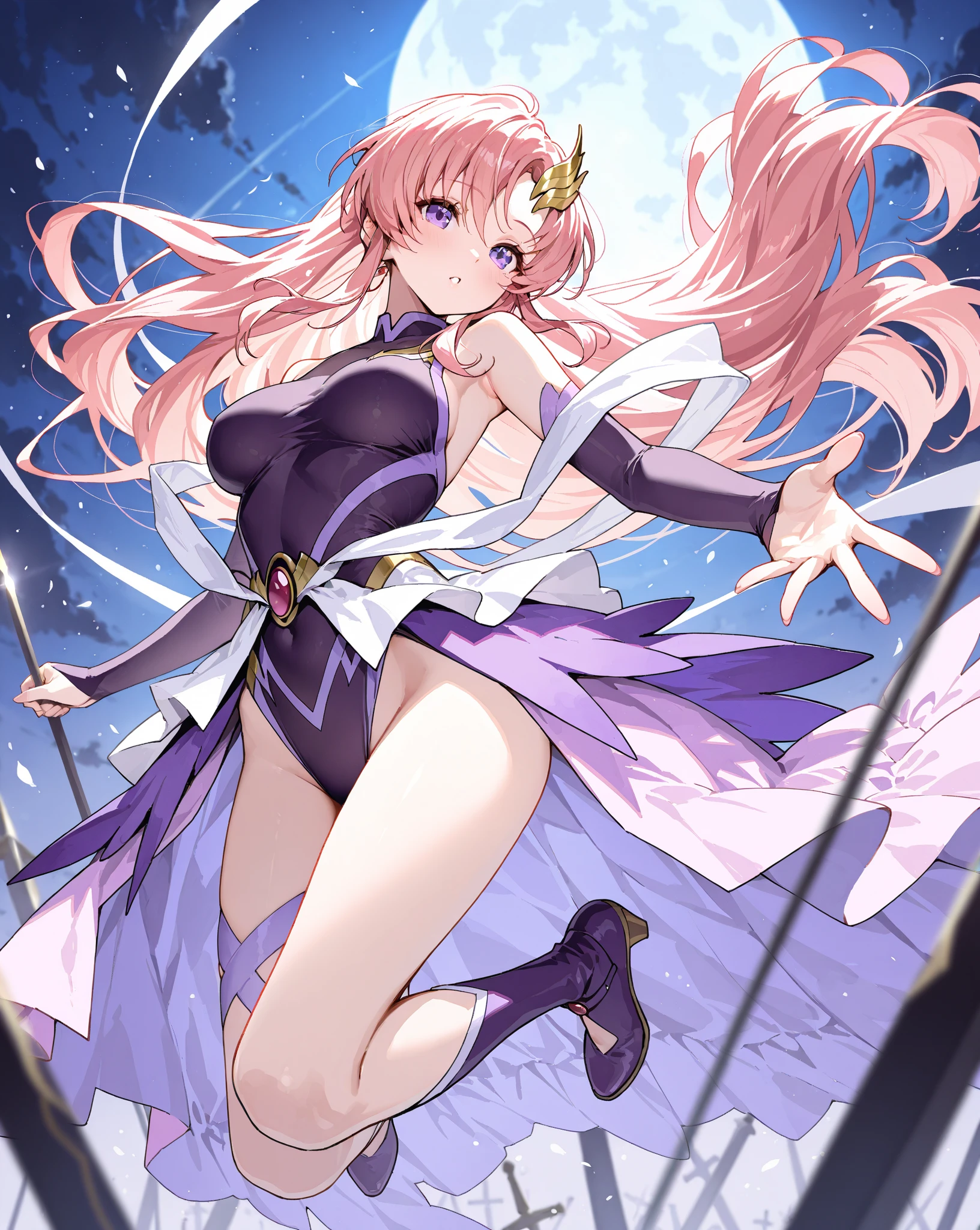 (Armpit Show),(anime:1.1), Highest quality, masterpiece,Sheryl Nome,1 person, Shirley's name, Colorful Hair, Blonde, Pink Hair, Gradient Hair Long Hair, Medium chest, blue eyes, Mature Woman, Looking at the audience, smile