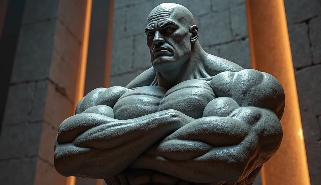 a gray alien, erected, Big Stomach, head up, strong and fleshy upper body, ultra detailed, put human in the picture, size comparison with human