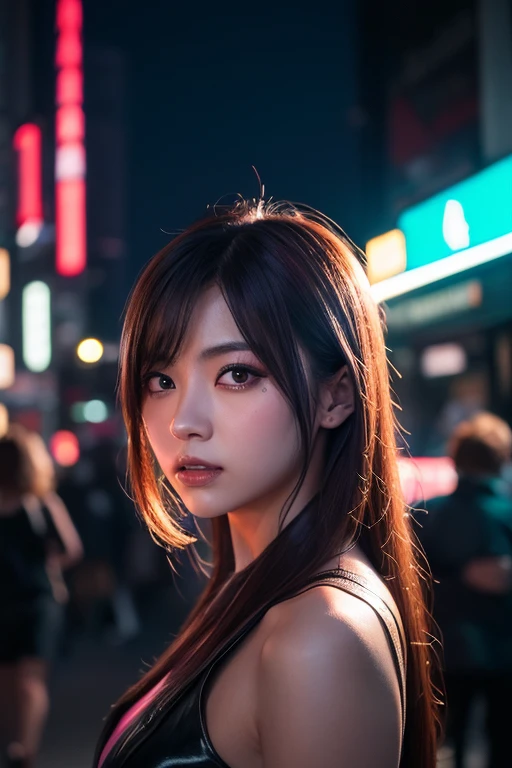 Best Illustrations, Woman covered in complex white cybernetics, Blue LED light, Combat Uniform, Cleavage, high tech, Ultra-high resolution, 32K, (Bikini Cyborg Robot Parts), (detailed:1.4), Cyberpunk City Background, Rainy Street, Beautiful Face, Long golden hair, Professional Lighting, masterpiece, Very delicate and beautiful, Professional photos