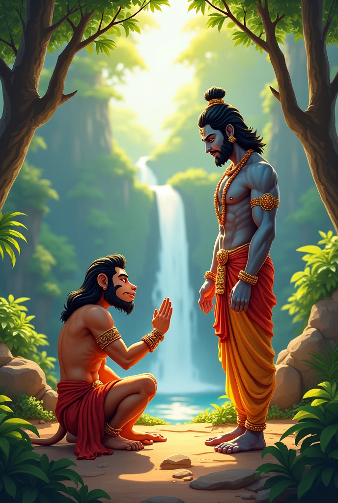 Smiling Lord shiva as aadiguru curly hair and big breasts sits with her legs stretched out, taking a realistic photo who wear gold mala and bracelet his body also yellow also wearing yellow dress looks happy giving knowledge to disciple who doesn't have beard and moustache and in background must have red colours and रक्तचन्दन tree wood element