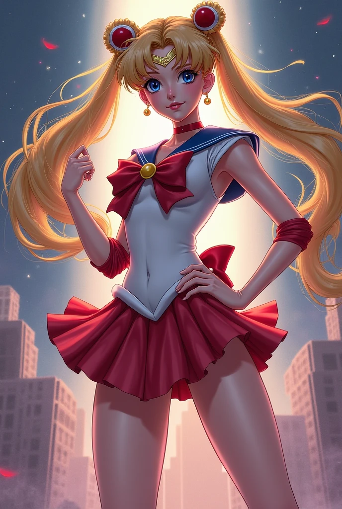 (((seductive smile,view under the skirt angle perspective from below, seeing from the perspective panties))), water, petals,  full body, expressive eyes, ((((sailor moon)))), usagi, blonde hair,blue eyes, long hair, skirt, double bun, hair bun, pleated skirt, waves, twintails, blue skirt, sailor senshi uniform, serafuku, looking at viewer,  sitting, parted bangs,  miniskirt, hair ornament masterpiece, best quality, Ultra-precise depiction, Ultra-detailed depiction, official art,highres, (extremely beautiful face),(high detailed face),beautiful detailed eyes, detailed lashes,(shiny skin), makeup, ((toned slim body)), toned buttocks, beautiful legs, (((nice hands, perfect hands))), ((very beautiful breast)), looking at the viewer, (((background that matches the character's situation and colors)))