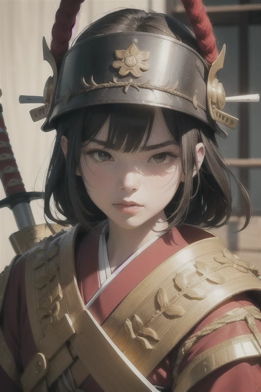 Face of a child with samurai helmet, tantasia, unreal engine 5