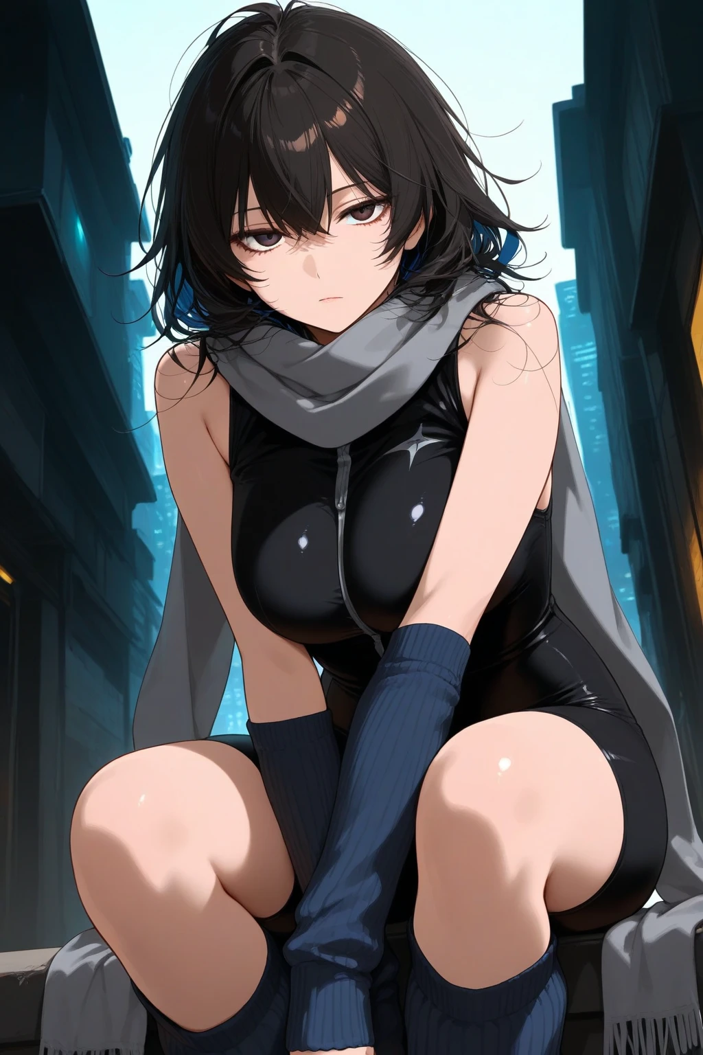 masterpiece,(Perfect Anatomy),cowboy shot,(1woman,solo),cowboy shot,20歳の美女、black hair,short bob hair,a smile,(小さい頭:1.2,skinny:1.4,slender body,medium breasts,gleaming skin,oily skin,shiny skin),((プリーツ入りミニスカート:1.5、生脚:1.5,軍服)),standing,陸軍基地、
