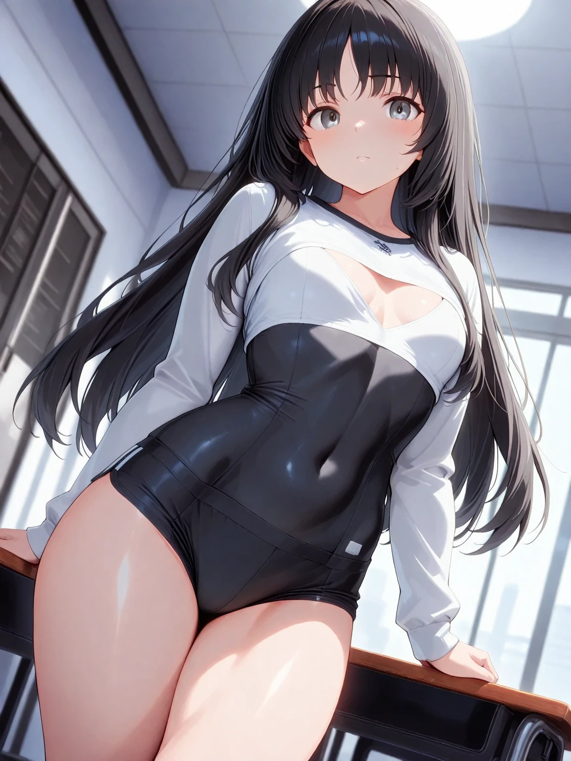 (Highly detailed CG Unity 32k wallpaper,masterpiece, Biological, whole body),(Best lighting, Best Shadow, Very delicate and beautiful),(High School Girl and Unidentified Creatures),blue eyes, Big Breasts,Bouncing chest, Black Hair,Bobcut,Red and black and White off-the-shoulder revealing high-cut SF bodysuit,One-piece swimsuit-style clothing,Clothes that emphasize the chest,Neck Seal,High-tech sci-fi corridor, Dynamic pose, Detailed Machinery, Sleek design.,My crotch is wet, {{The unidentified creature had no reproductive organs, so it preyed on the high school girls on the spaceship and disguised itself as a woman.、High school girls are candidates, The unidentified creature looks like a high school girl grown into an adult, She has an adult appearance and has intense vaginal sex with a man}}, Intense vaginal sex with a man, Unknown sensation, Feels good, Vigorous movement, more, instinct, Female fall, Bouncing chest, loose, loose, Next to a real girl skeleton, locker room, NSFW