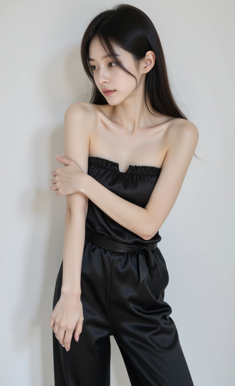 best quality,masterpiece,ultra high resolution, (realistic:1.4), girl, 18 years old, (firm chest:1.2),  (slim face:1.2, small waist, thin legs), attractiveness,  look at each other, dynamic shot, (Metal necklace) , (forehead), blue eyes, laugh, big bust, ((naked apron, work apron))、very long eyelashes, ((Skyscraper District)), (nipple:-1), No Retail、Shooting from the side、slim face、slim face