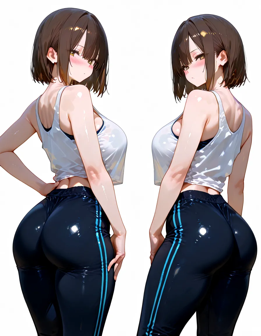 ((Sucrose)), (Sports bra), (short leggings), (view from behind)