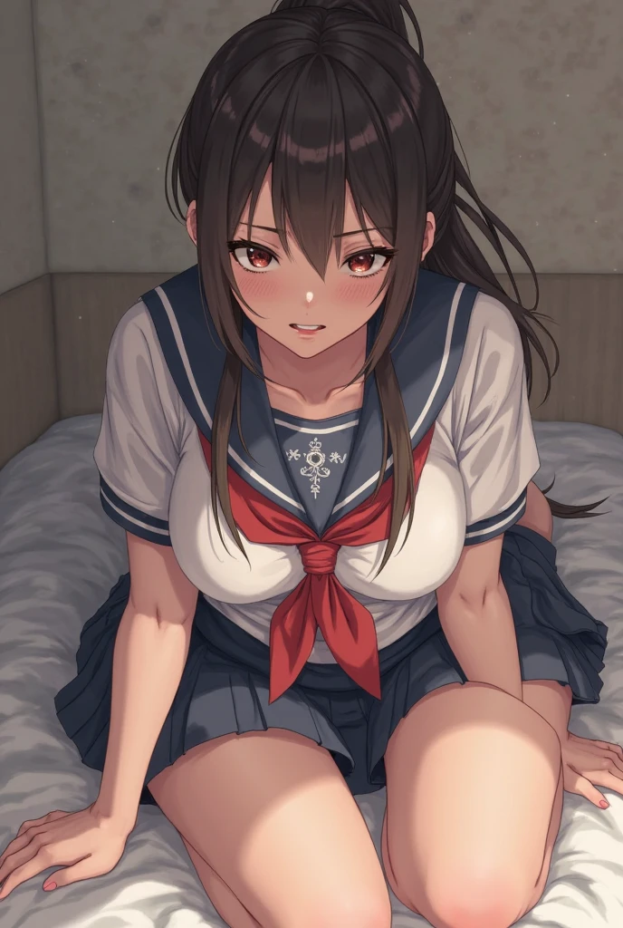 nsfw, (highly detailed beautiful face and eyes:1.2), (((lying))), bbfumika, idolmaster, long hair, hairband, (Sailor School uniform:1.5), ((huge breasted)), ((white pantie)), 1girl, solo, (lift shirt:1.5), (show off breasts:1.5), (spread legs:1.4, legs up:1.3), (pleated mini skirt:1.3), from below, (white pantie, lift skirt, pantie shot, blush), (blushing:1.2), (town overview), detailed landscape, (best quality,masterpiece:1.2), intricate details, extremely detailed,8k resolution, natural lighting,