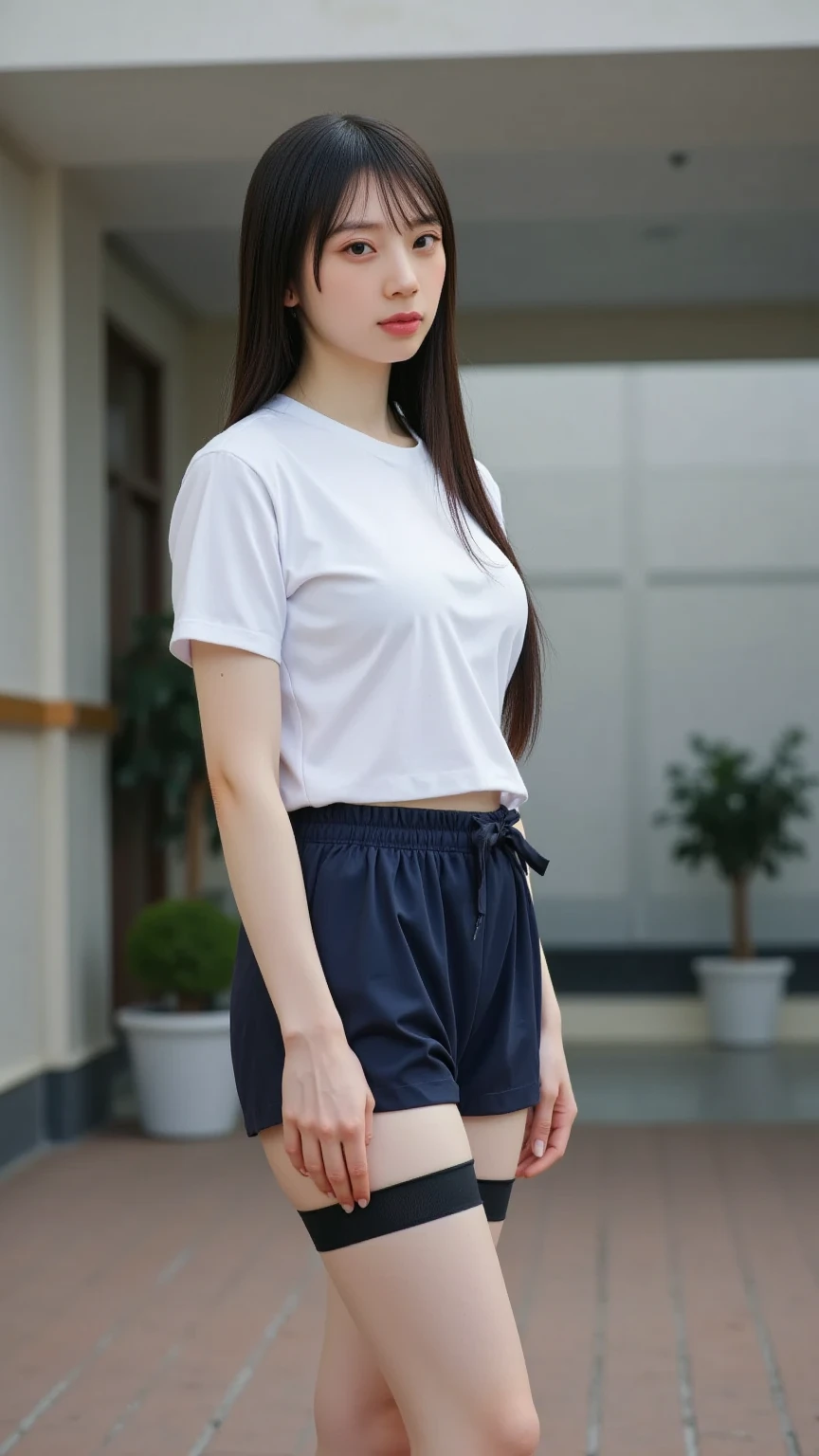 score_9, score_8_up, score_7_up, BREAK rating_explicit,(photo-realistic:1.2),(professional photo), realistic photo,subsurface scattering, volumetric lighting, light from the front, BREAK 1 female,28years old,cute Asian,cute Japanese,brown ponytail hair with side bangs,Japanese eyes,realistic skin texture,solo,sexy, perfect body,(wearing tiny t-shirts,binding shorts,sneakers,Baceball cap),tan skin,(slender body),(flat cherts:1.2),large hip,smile, (blushing:1.3),day,bluesky,park,((from back view)),(wet skin),(running:1.3),from head to knee shot,camel toe,visible shadow of erect nipples,