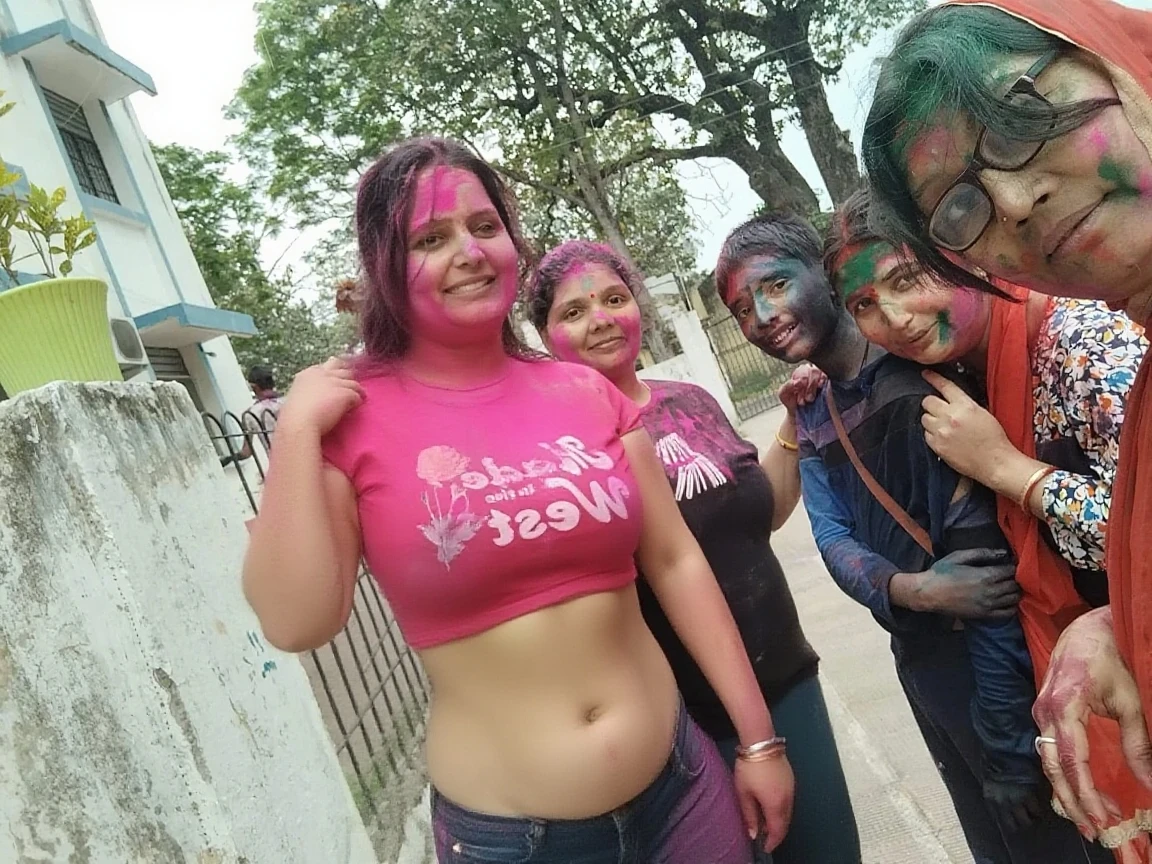 a beautiful naked Pakistani girl, sweaty, athletic body, and hairy armpits, being carried by two women