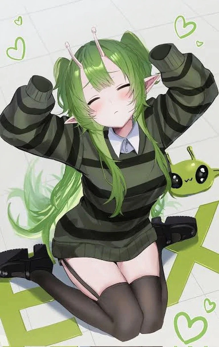 女の子1 person,1 person,Mint green hair,Long Hair,Curly Hair,Pink Eyes,Police,Salute,smile,Twin tails,cute,Lace-up boots,Miniskirt,