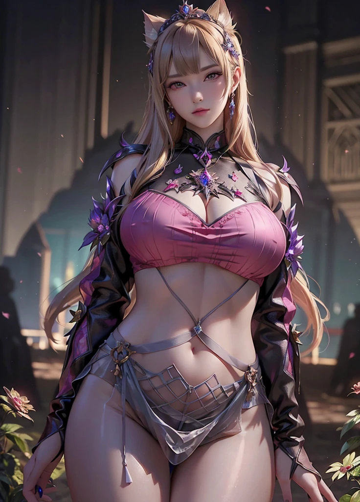 1girls,(upper body:1.1),hair ornament, necklace,intricate jewelry, long hair, earrings, highres, (absurdres,incredibly absurdres:1.1),(extremely detailed cg unity 8k wallpaper:1.2),hair ribbon,(Beautiful face:1.2),detailed beautiful eyes,(skinny legs,hyper breast ,gigantic breasts,inconvenient breasts,cleavage,curvy:1.3), (skinny body,shiny skin,Slim waist,slender girl ,pale skin,Intricate and refined delicate details:1.2),detached sleeves, toned abs,( nature,beautiful detailed water,flower,rain,arms behind back:1.2), (neck ribbon,no bra,breasts out,no panties,,1.4), <lora:Project L:0.7>