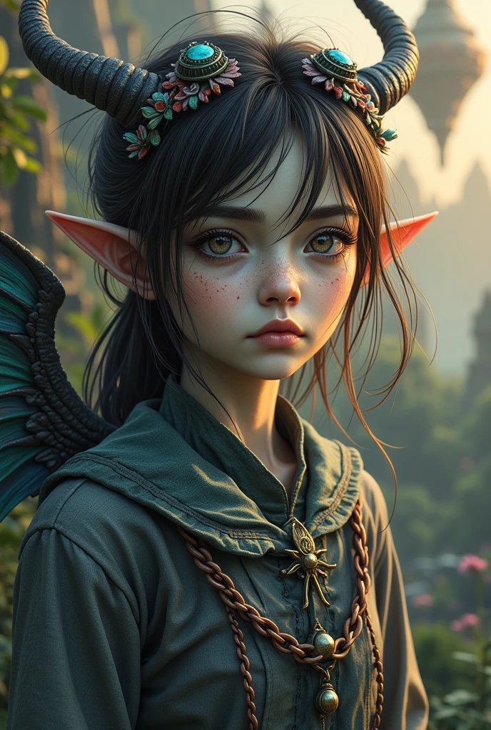 Girl with one eye in the middle of her forehead (cyclop)