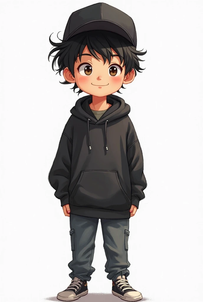 (Masterpiece),(Best Quality),(Super Detailed),(Full Body:1.2), 1boy,Chibi,Cute, Smile, Kurukuru Natural Perm with Black Hair, Boy with Black Hair, Smiling and Crossing His Arms, Taro Hakase Style,