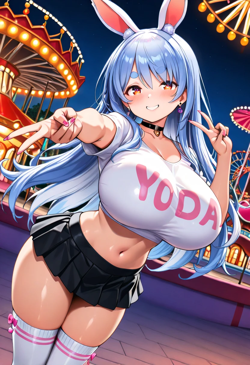 purple hair, blunt bangs, very long hair, red eyes , amusement park,, large Breasts, nsfw, nipple, naked, empty eyes, 独奏, frozen, Wet, crying ,, Naked, , (1girl) 独奏, Peeing, lactation, projectile lactation
