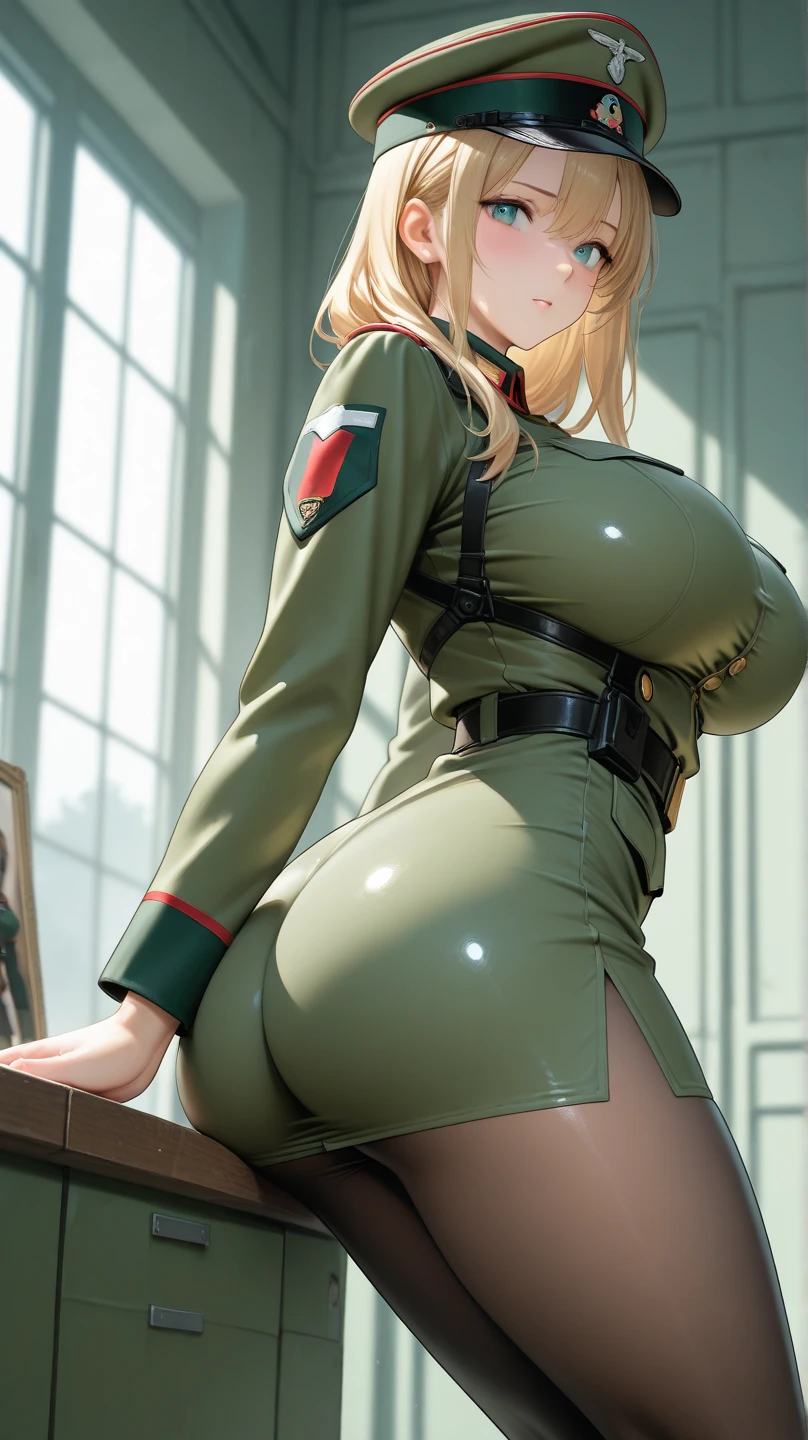 1 rapariga, 『Mobile Suit Gundam』Works inspired by、Female Officer, Principality of Zeon Army、military outfits、Scenery inside the battleship、深緑のmilitary outfits、yellow squad badge、Dark green tight mini skirt、Intercom equipment、operator、Wearing a headset、8K, top-quality, submarine、kindly smile, Dusk light, detaileds、(Oblique view from the back)、((I-Cup Bust))、((Big butt))、((Generate images that always show the bust))、Beautiful nipples、thick thighs、Ecstatic look、Very comfortable appearance、((Pose with one leg raised to show genitals))、thick thighs、large udder、Wet female genitalia、Beautiful nipples、Erect nipples、Spread the female genitalia with your fingers、Squat and open your legs、large udder、little fat body、plump udder、(((very thin blonde pubic hair)))、Show me your female genitalia、Show me your nipples、Erect nipples、Oblique dorsal angle、The whole body is soaking wet、Clothes get wet and nipples show through、Plump body、function、sensually、wide pelvic、Soft udder、soft ass、Thighs are soft,Show me your nipples、Show me your female genitaliaください、Plump bust、Plump buttocks、(((Healthy body)))、Female genitalia dripping juice from the clitoris、Plump bust、((wide open knee pose))、((足を広げてShow me your female genitaliaください)) 足を広げてShow me your female genitaliaください、(((Draw and display extremely clear and faithful female genitalia)))、nipples with mammary glands、Spread your knees wide and stick your butt out、Buttocks exposed diagonally from behind、Oblique dorsal angle、(((((A work depicting a girl being raped by a boy))))、Vigorously shaking udder、violently shaking butt、Please show me your butt、Plump ass、Plump buttocks、plump thighs、(((make your breasts bigger)))、Rear Angle、Turn your ass towards me.、Take off your underwear、Show me your ass、Take off your underwearおっぱいを見せてください、Super burst breasts、huge udder、My clothes were wet and my genitals were visible..................................................、衣Clothes get wet and nipples show through、Unbutton your shirt to expose your chest、Lift up your skirt and see your butt、high-heels、pistol equipment、Muddy battlefield atmosphere、A battlefield filled with smoke、uptight、sensually、function、tight skirts、Short bob hairstyle、Military、combat military equipment、Military Personnel、Handgun、military outfitsの肩にジオン公国章バッジ、Principality of Zeon Army工作員、shiny stockings beautiful anus、深緑色がメインのmilitary outfits、Please make sure that your female genitals are visible from the front..........、