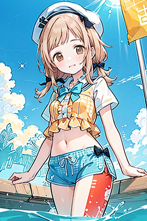 (((masterpiece, Highest quality, High resolution, 超High resolution, Pixel perfect, Written boundary depth, 4K, RTTX10.0))), Beautiful Anime Woman, Beautiful art style, Anime characters, ((Smooth texture, Realistic texture, Anime CG style)), Exact finger count、Exact number of legs、(Exact number of arms:1.0, Exact number of hands:1.0), (Perfect hands, Perfect Anatomy), Cinematic, Realistic, Highly detailed CG, Daytime lighting, Perfect lighting, Best Shadow, The best natural light, whole body, Perfect body, (Slender body:1.2), ((Long Hair, bangs, Dark brown hair, Stylish hairstyle, Bobcut)), ((1人のcute女性はセクシーに歩いている:1.6)), ((alone:1.0)), beauty, cute, ((Fashionable white shirt, Sailor collar:1.3), Tie the bottom of your shirt short:1.3), ((セクシーでcute青下着:1.3), (Stylish shiny blue satin panties, Side Tie Lace Panties:1.3), (Thin panties:1.3):1.3), (beautiful and big breasts:1.2), (Beautiful and thin thighs:1.3), Feeling embarrassed, (blush:1.2), (Very embarrassed look:1.4), (At an outdoor amusement park, Behind the Ferris wheel and amusement park, Happy people in the background々々:1.3), whole body, Angle from the front