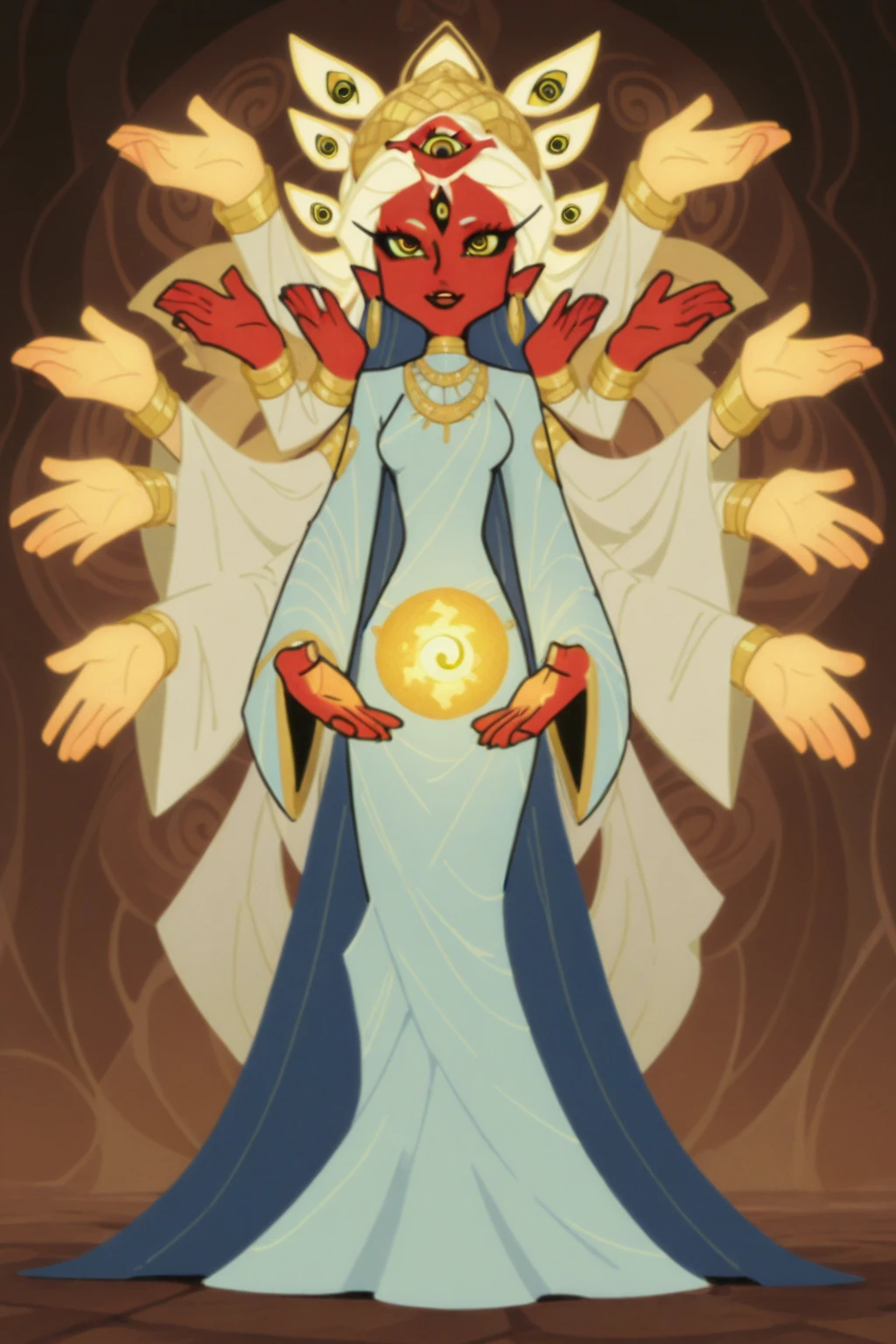 huge breast, curvy, female,fantasy goddess,there is a cartoon picture of a woman with a very large breast, glowing angelic being, glowing holy aura, inspired by Luma Rouge, the non-binary deity of spring, ethereal rainbow nimbus, the butterfly goddess of fire, inspired by Marie Angel, glowing aura around her, astral fairy, as the goddess of the sun, “uwu the prismatic person, big breast, happy, beautiful eyes, , full body, walking, long robe, long dre, catgirlss