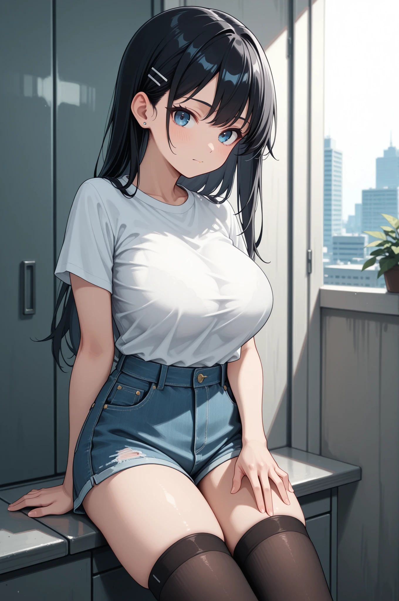 Andrea was taller, with the same slim build, only her character was more closed and serious, her clothing was very sporty, tennis jeans and a white t-shirt. Black long hair