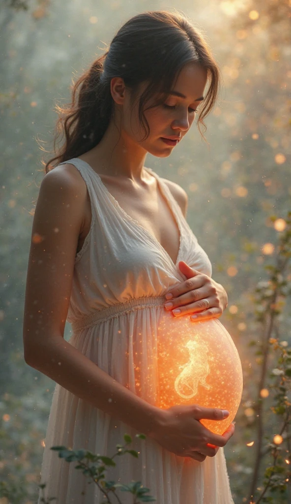Create a pic in which mother carrying baby in his uterus