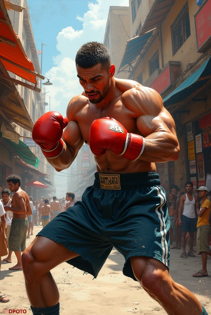Un boxeur à genoux sur le ring, appuyant ses mains au sol pour se relever avec une détermination palpable. La lumière vient d'en haut, illuminant son corps et créant un halo autour de lui, symbolisant l'espoir et la résilience. Son expression montre à la fois la douleur et la volonté de se remettre debout. Le ring est représenté avec des détails minimalistes, et l'arrière-plan est flou, gardant l'attention sur le mouvement du boxeur. Les couleurs sont légèrement désaturées pour accentuer le sérieux du moment, avec des ombrages doux qui donnent une profondeur et une texture réalistes.