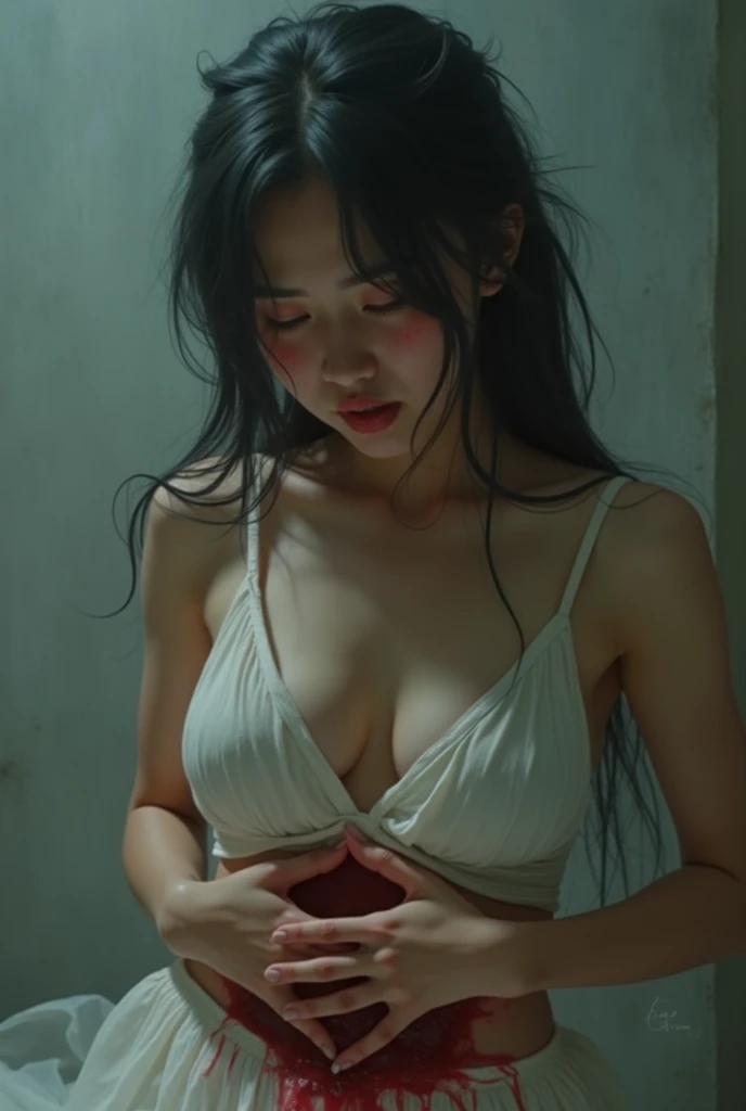 ((Push out your hips:1.5))、((Cuffs tied above the head:1.5)), In a concrete dungeon、Detained, Thick cables swinging around, Slave, shibari, ((spread legs:1.5)) 、nsfw,((full body:1.5)),(A sensual and erotic 35 year old office lady with a curvaceous body:1.3),(Correct Anatomy:1.2),(Long black hair:1.2),(Accurate and perfect face:1.3),(Long legs:1.3),(muscular legs:1.3),((Small breasts:1.8)),Thin eyebrows、(Dark blue lace tight fitting micro panties:1.3),(((urination :1.5))) ,(Peeing with panties on:1.8),(A lot of urine on the floor:1.5)、Pussy is visible、cameltoe,Hyper HD, Ray Tracing, reflected light, Structurally correct, Award-winning, High Detail, Faded Shadow Contrast, Cinematic lighting, masterpiece, Super Detail, high quality, High Detail, 最high quality, 16K,High Contrast、