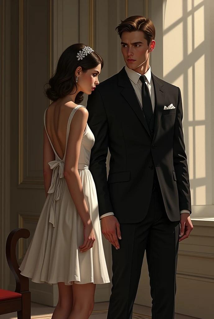 Photo of an elegant and refined gentleman with little hair wearing a suit and tie , accompanied by a very elegant and refined blonde lady