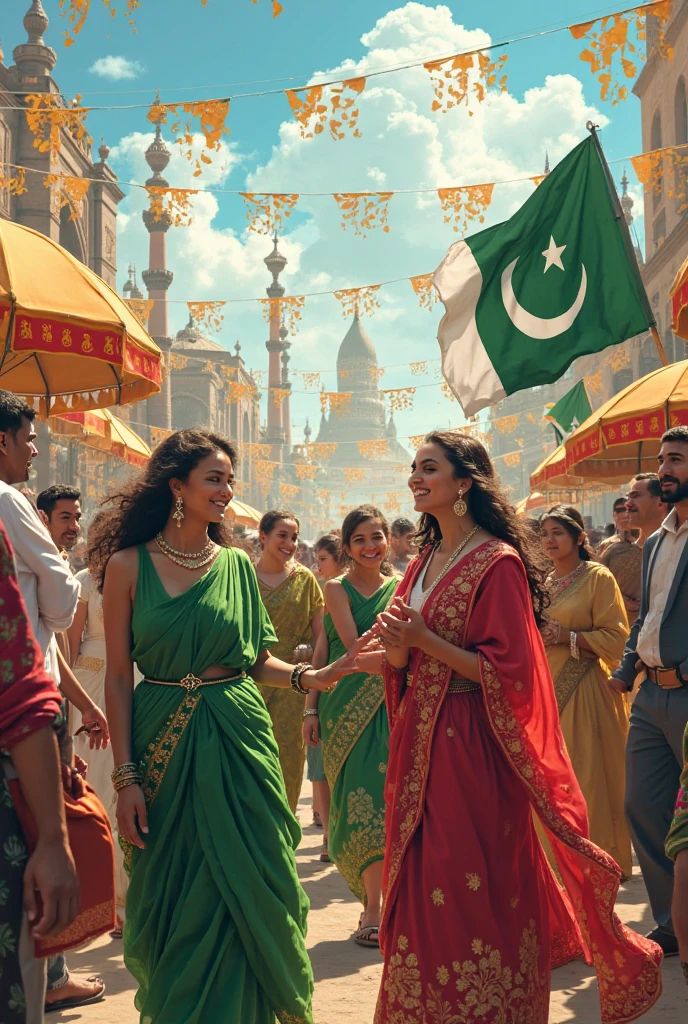  Too beautiful girls dancing with Pakistani flags