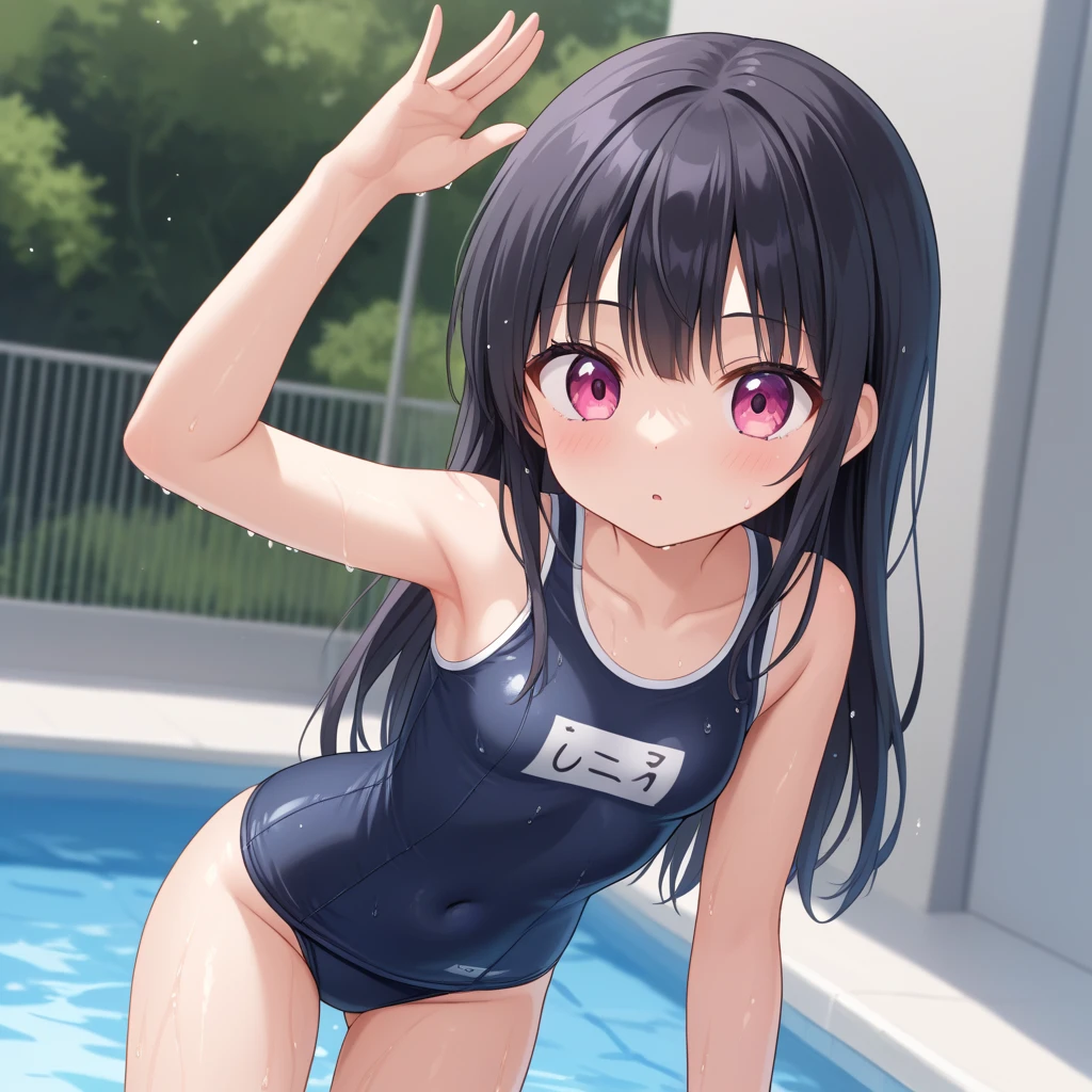 １girl,, Young, Swimsuit, V-shaped swimsuit, Swimsuit with very little fabric, Obscene swimsuit, Obscene design, Lots of skin exposure, Exposing navel, No underwear except for ultra-thin V-front micro plunge, ((Only ultra-thin V-front micro plunge)), ((Only black ultra-thin V-front micro plunge))