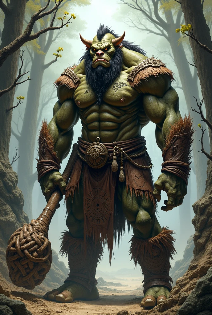 Oak、Green skin、Warrior、male、Muscular、fat、Shaman