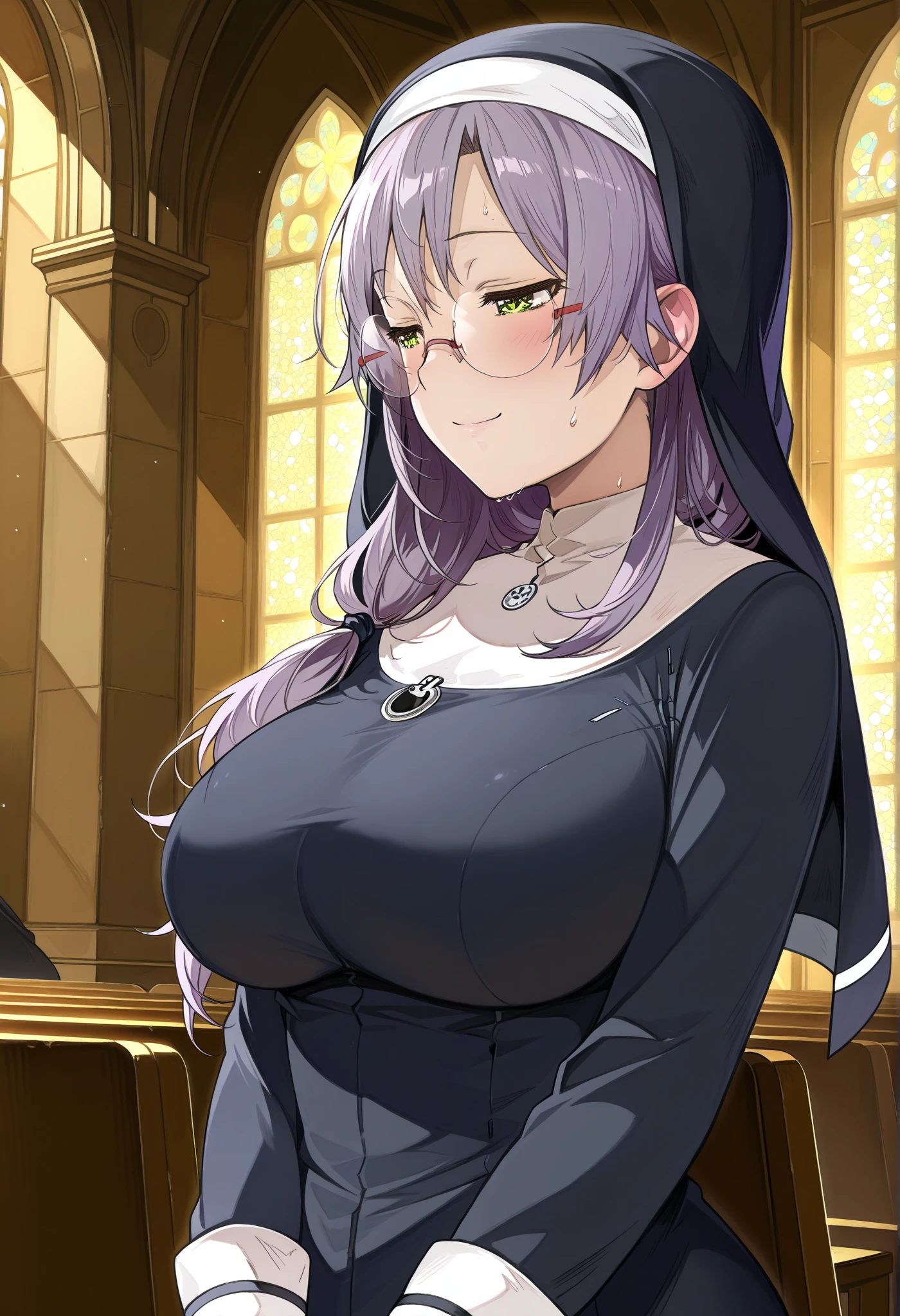 score_9, score_8_up, score_7_up, source_anime, 1girl, fern \(sousou no frieren\), purple hair, long hair, blunt bangs, half updo, skirt lifted, open robe, reveal clothes, cleavage, long dress, drunk, three sided view, gothic 