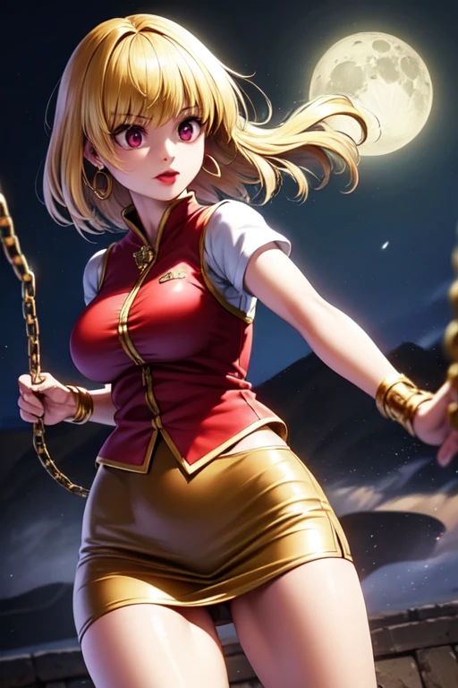 (masterpiece, best quality, highres, absurdres, ultra-detailed:1.2), 1girl, blonde twisted ponytail, necklace, red crop jacket, (nightime, castle, brick bridge, full red moon:1.3)
<lora:kidChronoCross_v2:0.9>kid (chrono cross)