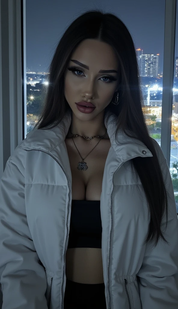 Sveta Bilyalova, shady look, (bright gray eye), perfect eye, (dark palette makeup), (eyeliner), (Matte Red Lipstick), (insanely detailed face)
