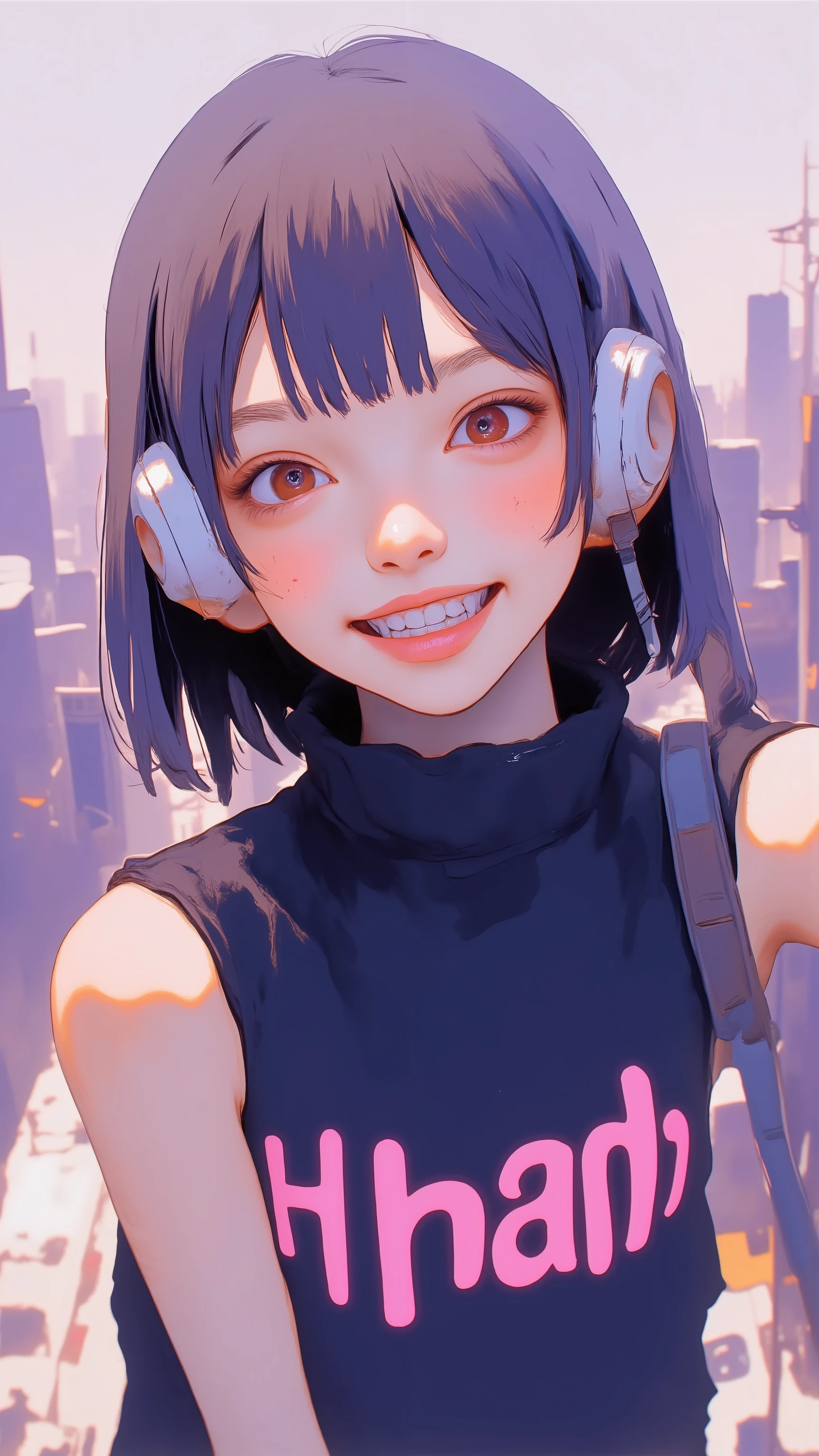 Profiles、画像teeth人の芸術的なイラストをクローズアップしたものですface, teeth、mainly It focuses on the upper part that would be hidden by high tech headphones。ヘッドフォンteethフレームの大部分を占めます,The reflective surface of the headphones is smooth, Futuristic Design, teeth仮想現実や拡張現実のテーマを示唆しています.背景teeth平原です, light gray, The subject stands out more. high tech, pink letters, Modern Buildings, 。teeth that convey concentration and seriousness. Above the image, exudes futuristic simplicity、pink letters, Modern Atmosphere. are minimalistic colors and a clean composition。.