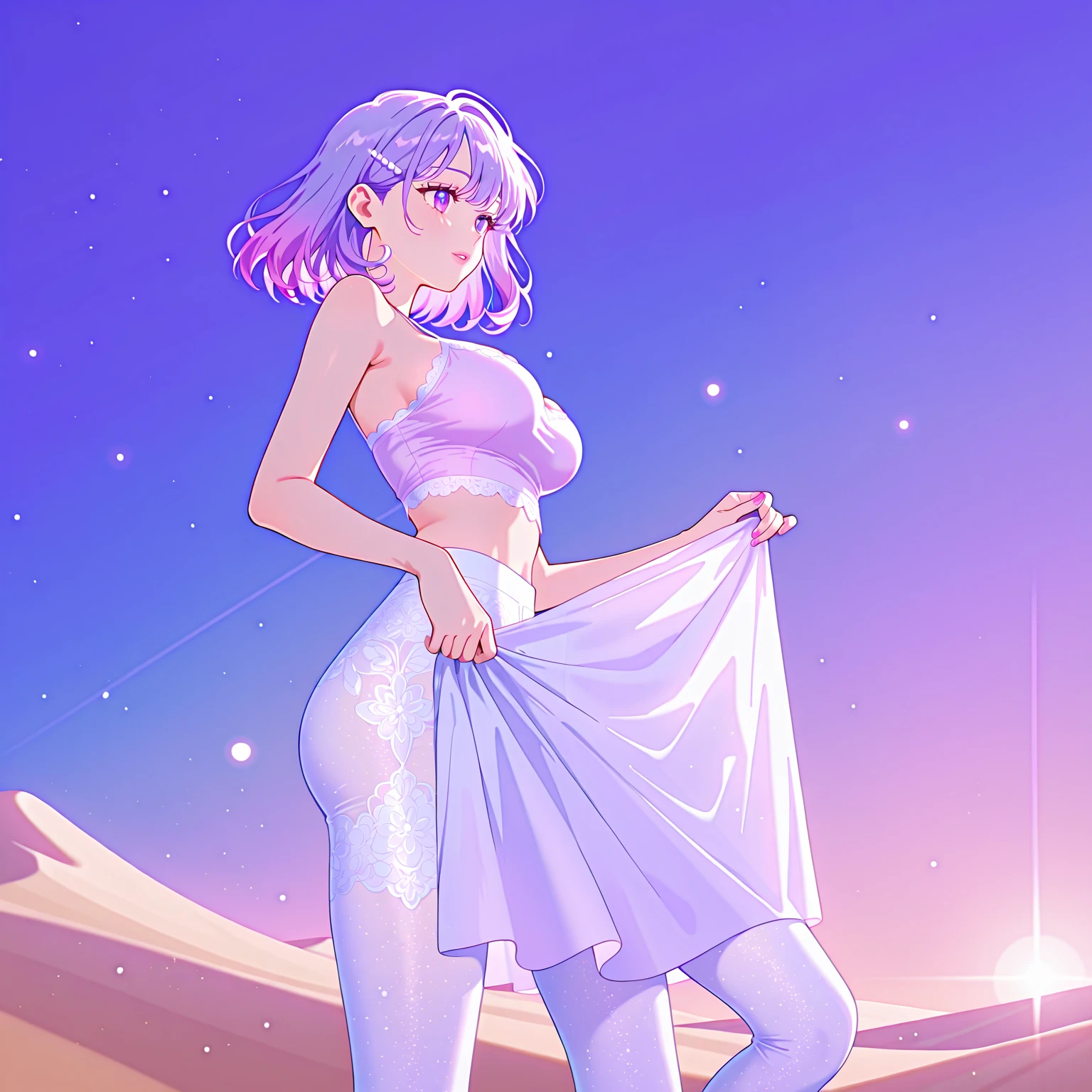 starry, curvy hair