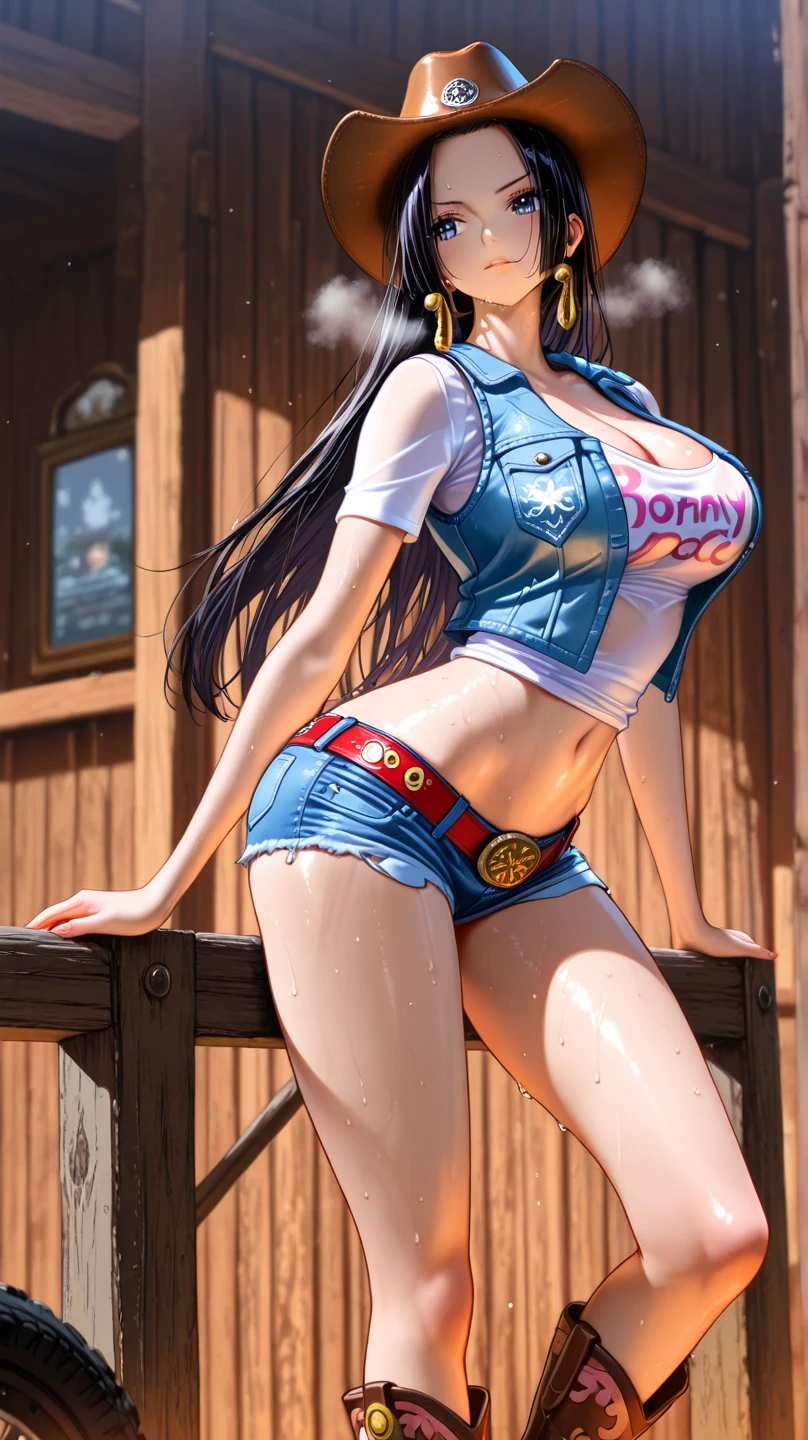 1girl, boa hancock una pieza, Pecho grande, con camisa luffy