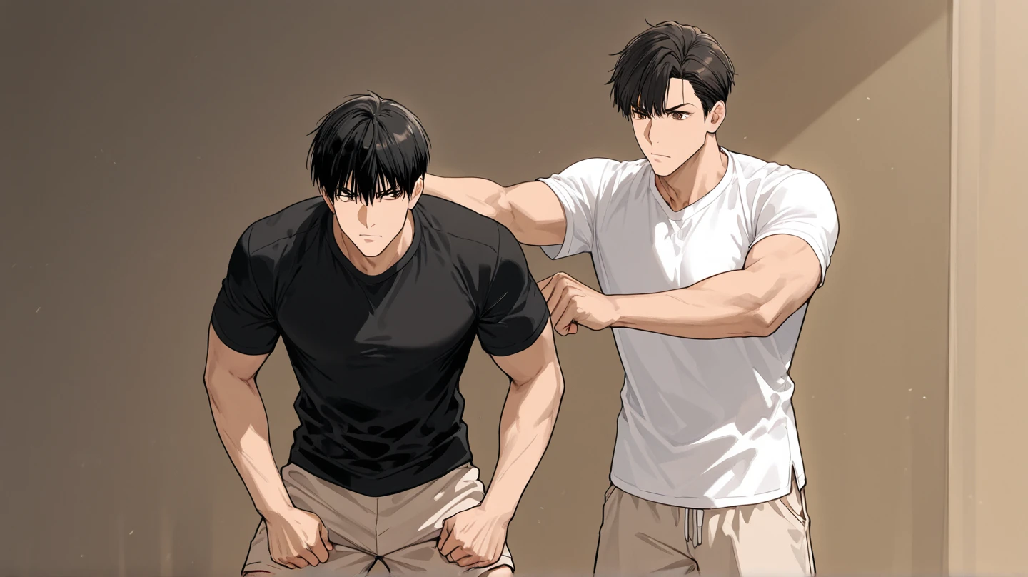Cena 2: Treinamento com Sensei Kazuki
- Hiro treinando arduamente com seu mestre, Sensei Kazuki, em um dojo.
- Sensei Kazuki: "Hiro, Strength doesn't just come from muscles, but also of the heart and mind. Concentre-se e canalize sua energia."
- Hiro practicing martial arts moves and learning secret techniques. --auto