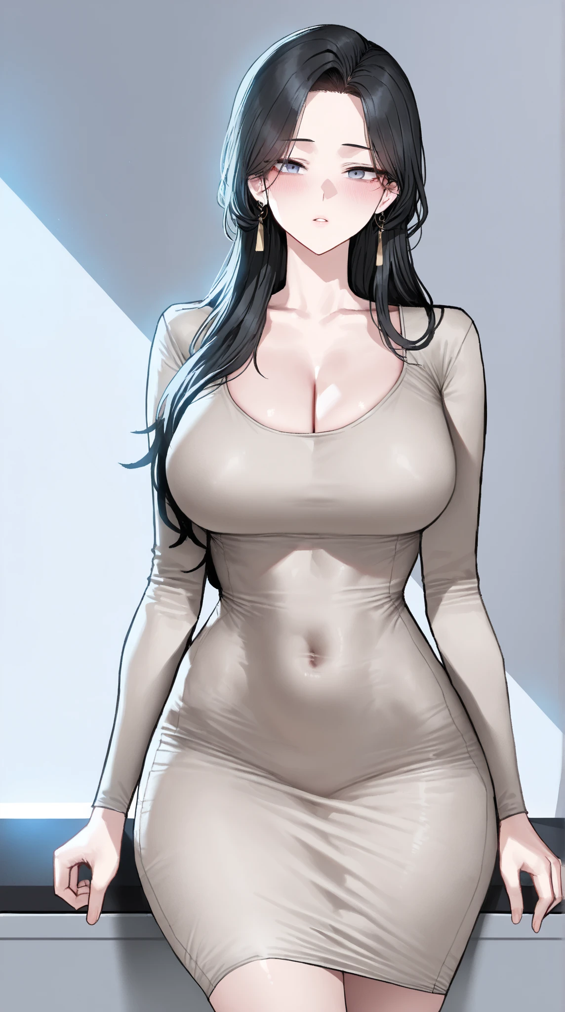 diona shin, standing, portrait, red lips, nsfw, standing, portrait, (masterpiece, best quality), solo, looking at viewer, upper body, standing, fw.dona.shin, mature female, sexy, hot, white hair, diona shin, white background, white hair, very soft breast , soft breast , milf, milf face, tease, detail face, cleavage , Hijabolic, hijab, smirk, chubby , milf, milf face, tshirt, t-shirt