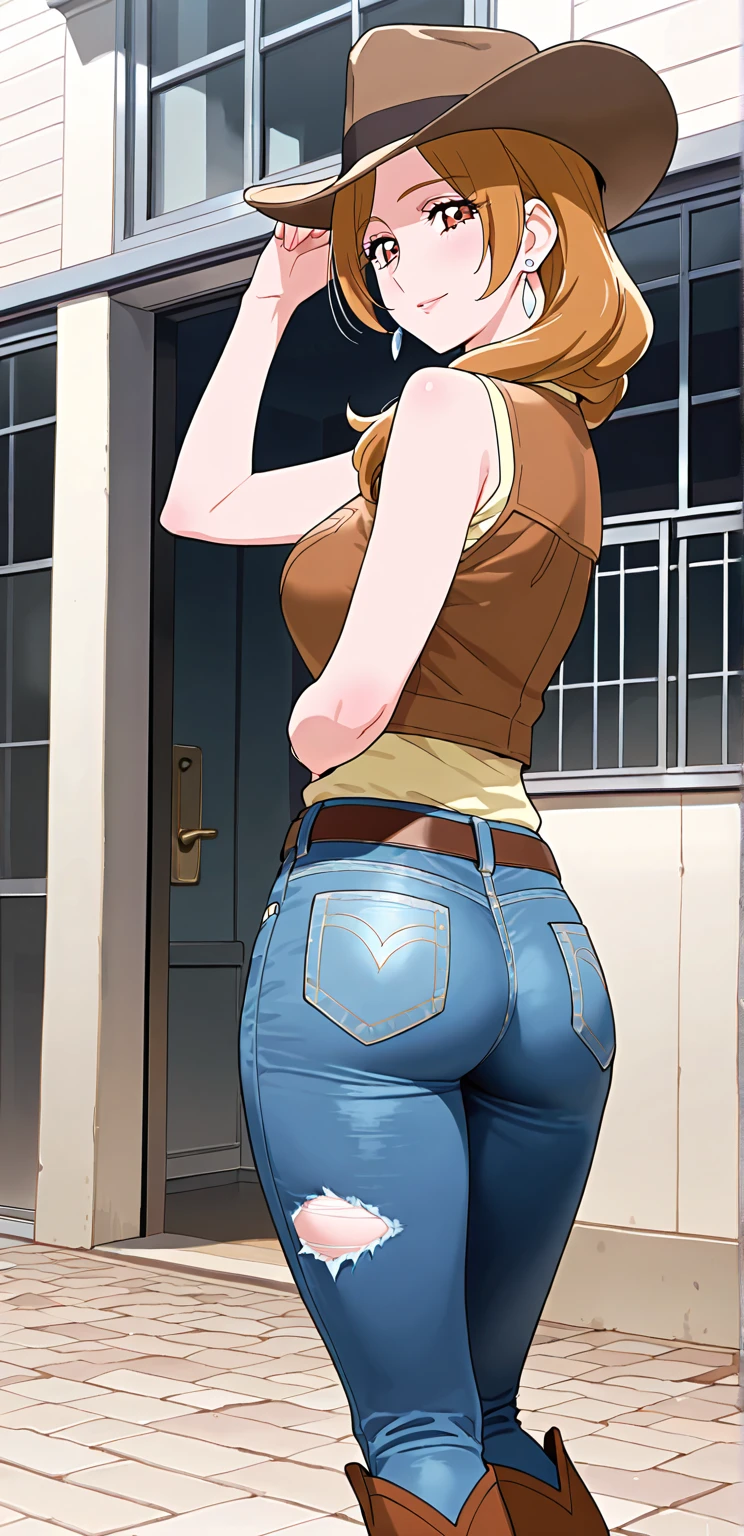 lap, butt facing towards camera, looking horny, , horny expression, ( female girl turning into a female raptor), skinny, digitigrade, female, clothes, breast, bust, wearing a vest and cargo pants , BREAK (by zackary911, by braeburned, by haps), (transformation:1.2), on knees, ripped clothes, (human face:1), long straight brown hair, fur, in the city, , Raptor facial features, mostly transformed into a raptor , taking a shit out her ass, BREAK