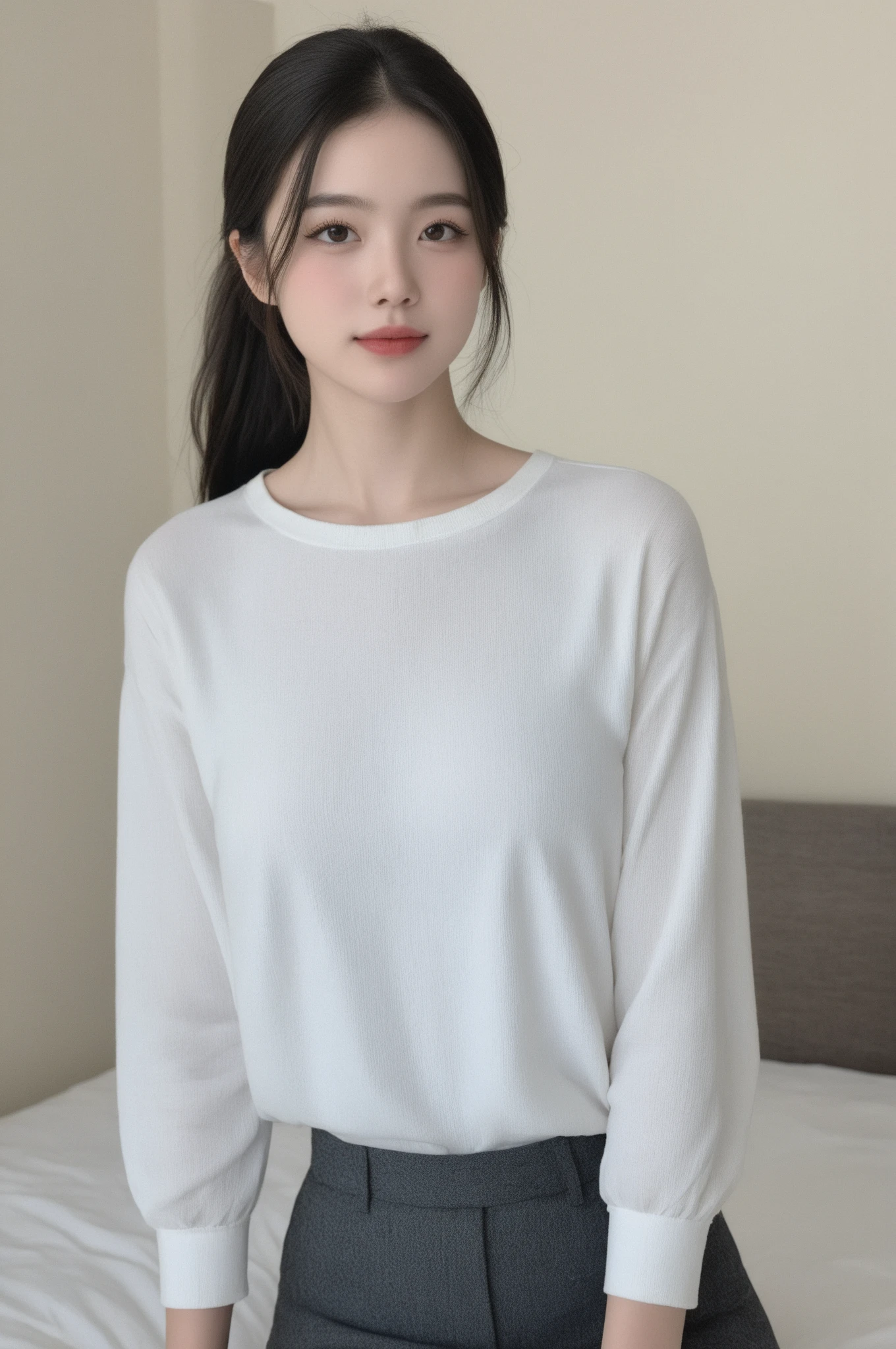 Very cute girl、beautiful girl、bed、top mile