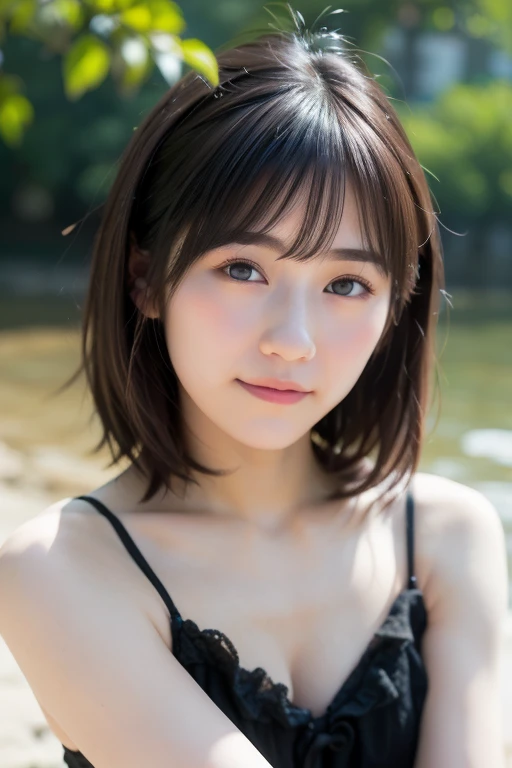 (Skin blemishes:1.2), (Skin dents), black eye, 1woman, 30 years old, (((woman))), solo, Realistic, Best image quality, Photorealistic, masterpiece, 8k, High resolution, solo, Highly detailed face, (Professional Lighting、Bokeh Depth of Field), (Particles of light、Lens flare、Luminous Particles:0.6), (Dynamic Pose:1.2), Soft lighting, View from above, Fashionable and trendy atmosphere, Japanese, Street, Tokyo, port, Sky tree, Tokyoタワー, ((Daytime)), null, ((Look at the viewers:1)), (looking at the camera)、(Portrait:0.6)、Cowboy Shot、Gorgeous、standing、Maintain the original face proportions、Broad shoulders、(((Small breasts)))、Whole Body Ezbian、(Medium chest)、(Medium Hair)、Brown haired、Floating Hair、Lipouth紅、A seductive smile、Floating Hair、Laughter、Open_mouth、teeth、(White camisole)、Eyelasheole under the eye:1)、