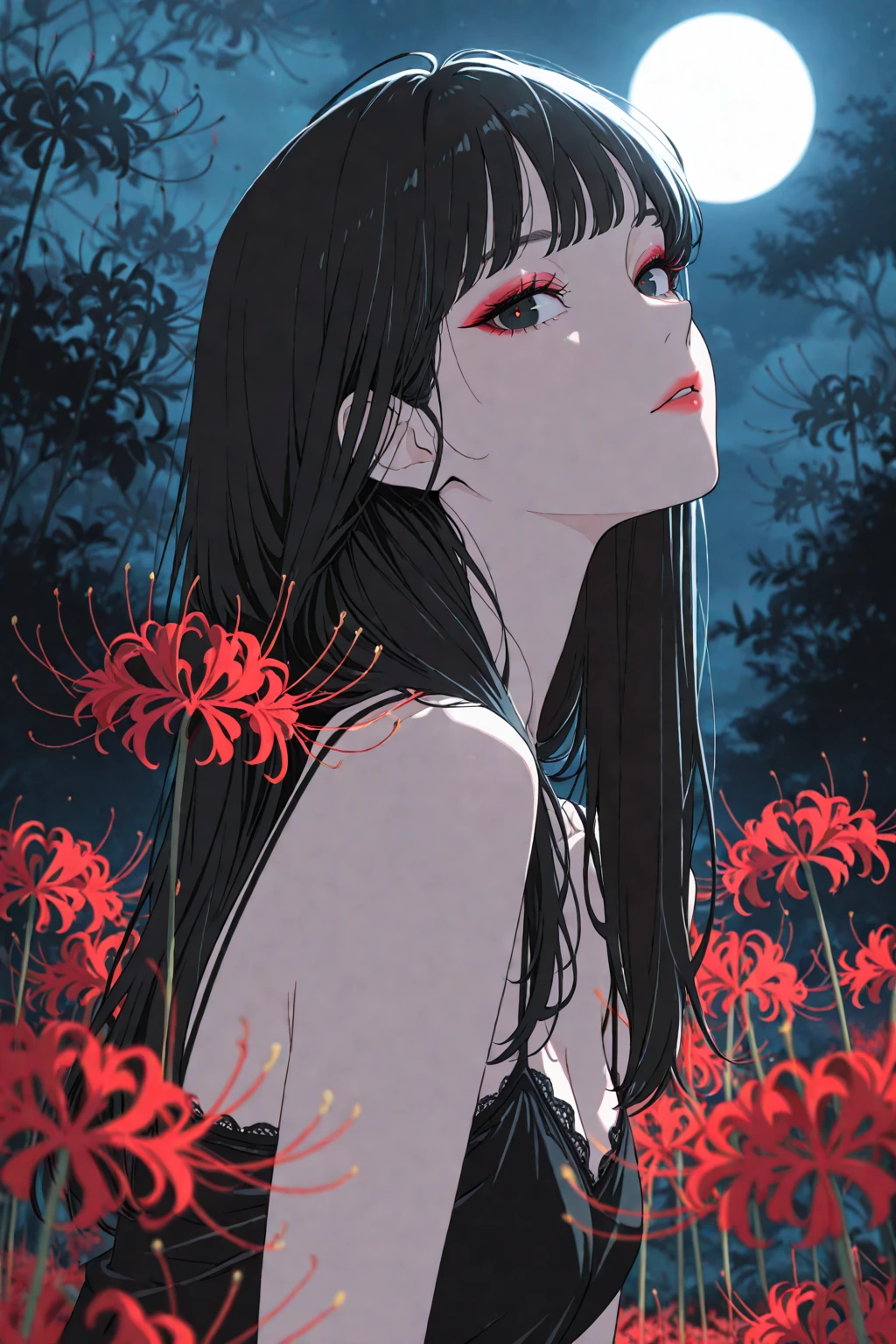 (exaggerated light:1.2),portrait,cat girl,lace,ribbon,(masterpiece, sidelighting, finely detailed beautiful eyes: 1.2), realistic, glowing eyes,origin hair,long long hair, lustrous skin,pink hair,solo, embarassed,exquisite,beautifly,cleavage,garden background,big big flowers,flying petals,Strapless,Exaggerated color matching,hide hands,no hands,