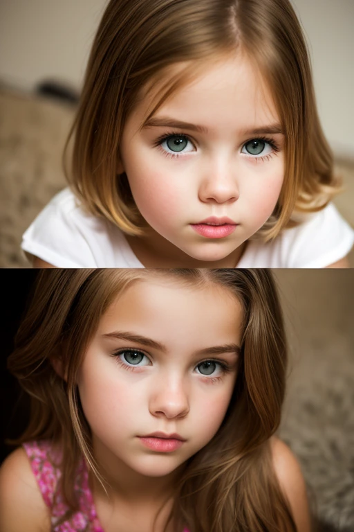 Russian style, girl children , photo studio white infinite background, close-up, bust, portrait , long blonde hair TRACES and giant bow PURPLE on head