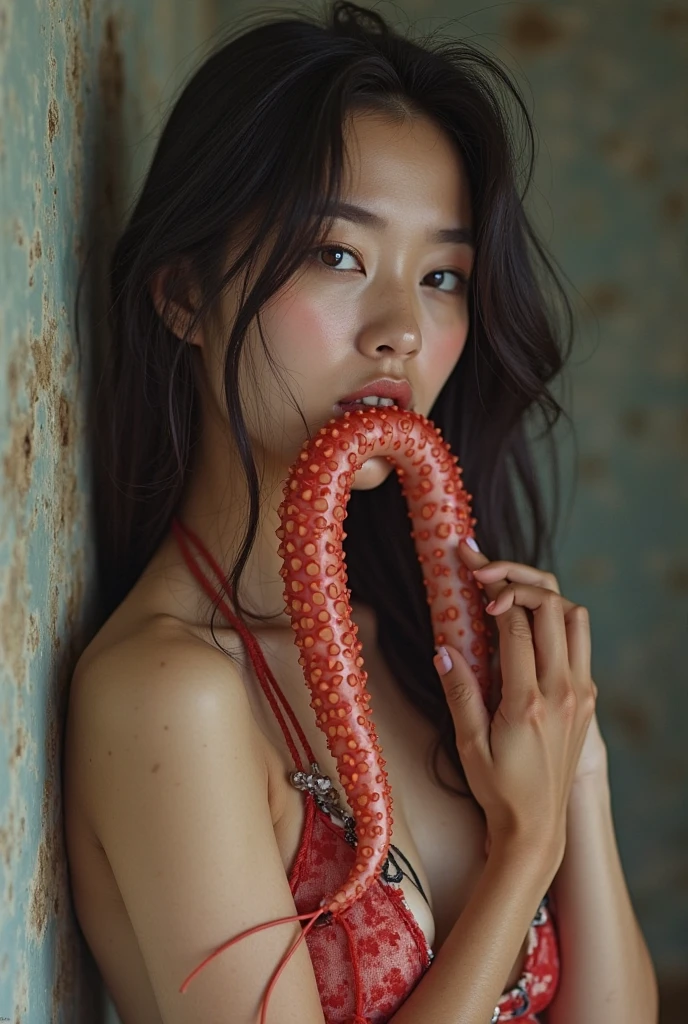 Masterpiece,Solo,1girl,Nezuko Kamado,(Kimetsu No Yaiba),Big Breasts,Pussy,Perfect Body,Sexy Body Hot,Photograph 8K,Ultra High Quality,Ultra High Resolution,Multicolored Hair,Black Orange Hair,Mouth Covering Bamboo,Ultra Detailed,Beautiful,Beautiful Woman,Nude,Beach Background 