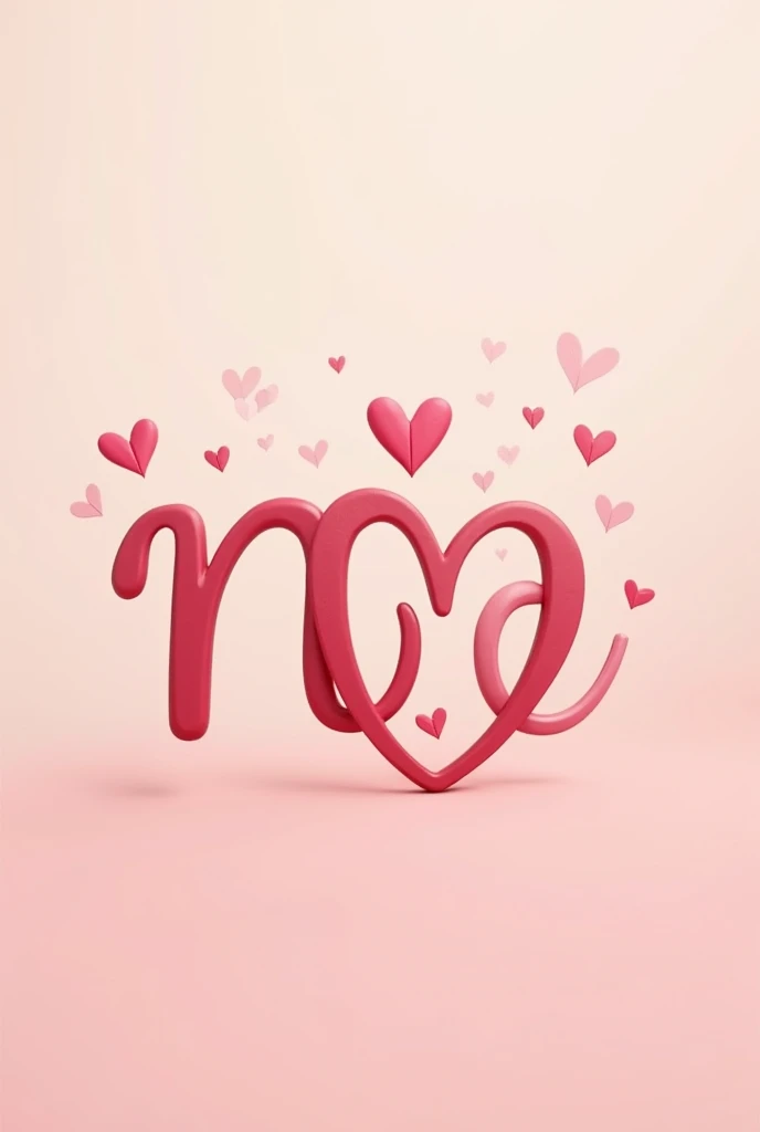 Write letter q and a at heart with pink and white colors and umbrella at their top two hearts 