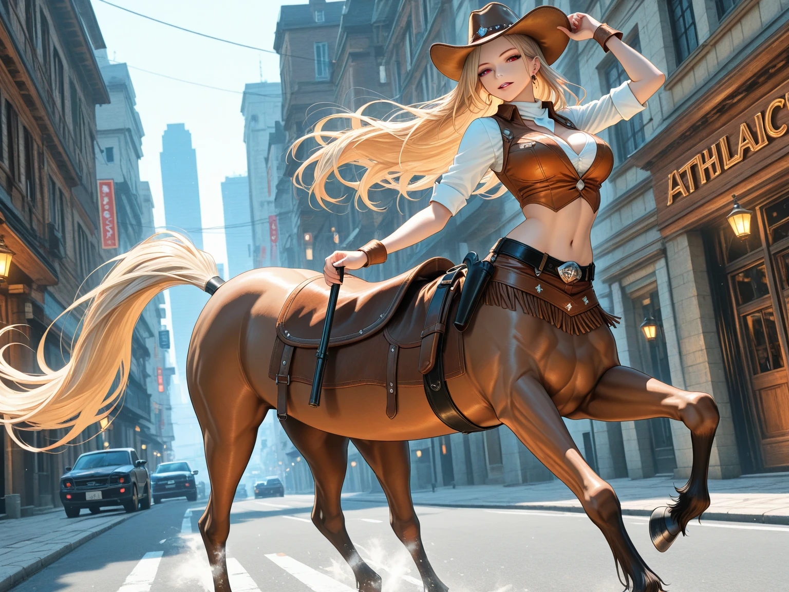 In the beautiful illustration of this super-grand scene,The ultra-distant lens shows us(More than eight distinctive and beautiful Centaur characters:2.7),Their personality、Distinctive and vivid features。from(A radiant, angelic, snow-white centaur from heaven:1.1),arrive(Nightmare-like fiery red centaur surrounded by flames:1.1)、再arrive(Green Centaur, the wind fairy dancing in the air:1.1)、再arrive有(One-horned blue centaur surrounded by lightning:1.1),arrive(A mechanical-style mecha Centaur shining with metallic light:1.1)、再arrive(A powerful dragon-shaped centaur wearing colorful dragon scale leather:1.1)、再arrive(A slender elven centaur that is graceful and agile:1.1)Gracefully wears a flower crown、arrive(Enchanting and charming Tiflin centaurs:1.1)、再arrive(A succubus centaur with an indescribably sexy feeling:1.1)。Each Centaur character fully demonstrates his unique style。The illustration uses advanced artistic techniques and tools,Use nesting、Weaving、Splicing、perspective、interlude、Montage and other artistic techniques,Divide the scene into sections by geometric arrangement,Each part corresponds to a role,from而更有效地利用了空间,Make eight centaurs exist in one picture at the same time,(The style tends to be grotesque、Hayao Miyazaki、Aesthetic、indescribable:3.3)。Through Midjourney's advanced brush tools、Color palette、Material packs和模型包、Texture tools,For each centaur, beautiful props are designed to increase racial characteristics、Clothing and physical features,Enhances the character's personality and visual appeal,(Stunning landscapes in illustrations,There are changing skies、rainbow、aurora、Stars and Moon,Incorporating iconic landmarks such as Mount Everest,and fireworks、Tranquil Lake、Natural and urban elements of waves and neon lights,Creates a magical atmosphere:1.5),Centaurs demonstrate their unique abilities and equipment in a variety of environments,This is true even in extreme alien landscapes。Use Midjourney's tools、Material packs、Texture tools、The color palette makes depicting details vivid and realistic,from复杂的发型和以及不同的种族特质、Body、Appearance features、服装arrive真实的纹理,Greatly improved the realism of the Centaurs and their surroundings,The fusion of multiple art styles adds dynamism to the character's movement at all angles,The overall visual experience is further enriched。The final illustration was described as a "masterpiece",It has the characteristics of "best quality" and "realistic",The details put into the creative process are shown、Level of creativity and craftsmanship。 hdr,(Reality,Masterpiece quality,Best quality)